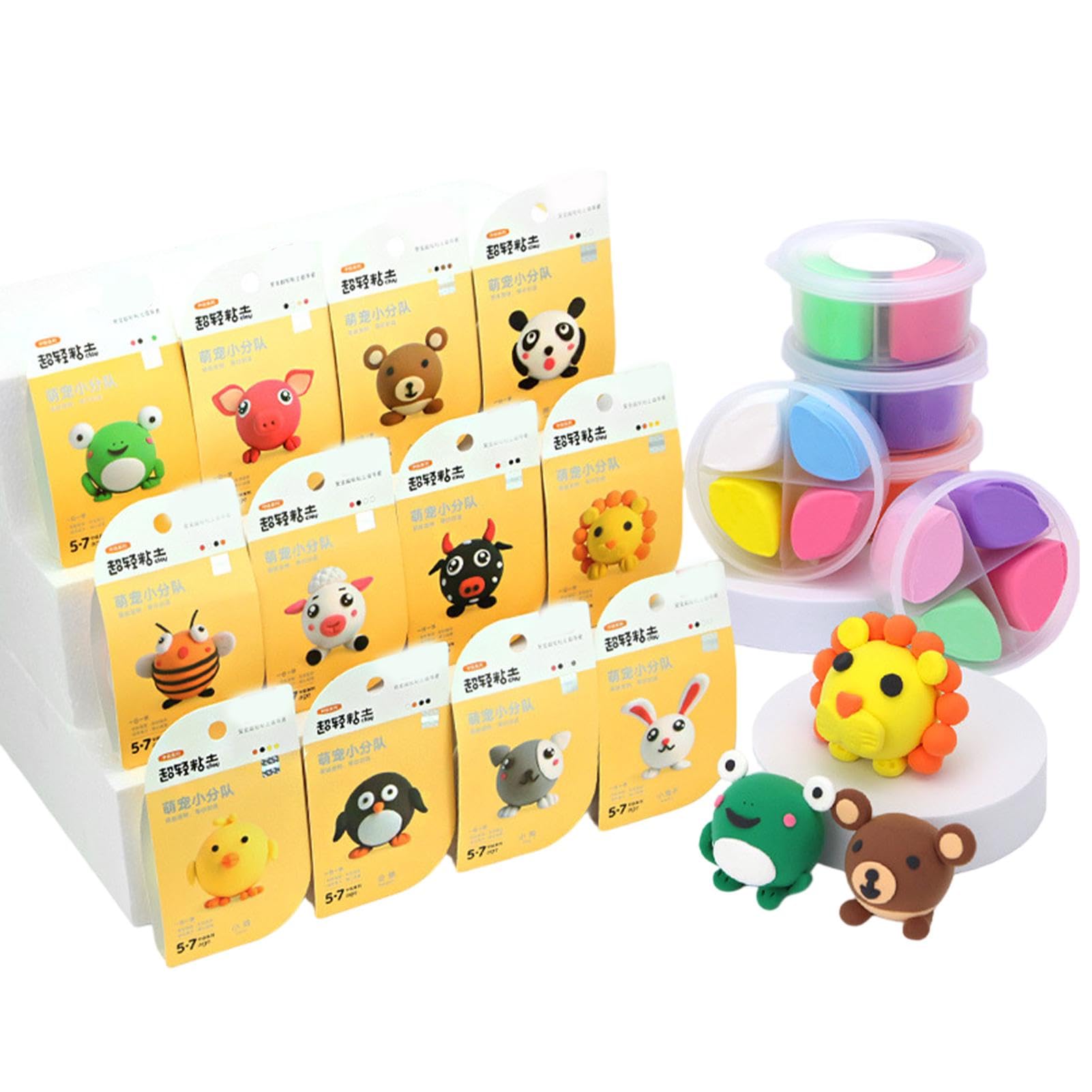 Kit de arcilla, kit de arcilla seca al aire - Kit de modelado temático de mascotas/postres/dinosaurios para | Artesanía de arte creativo ligero, juguete de modelado para 12 estilos,