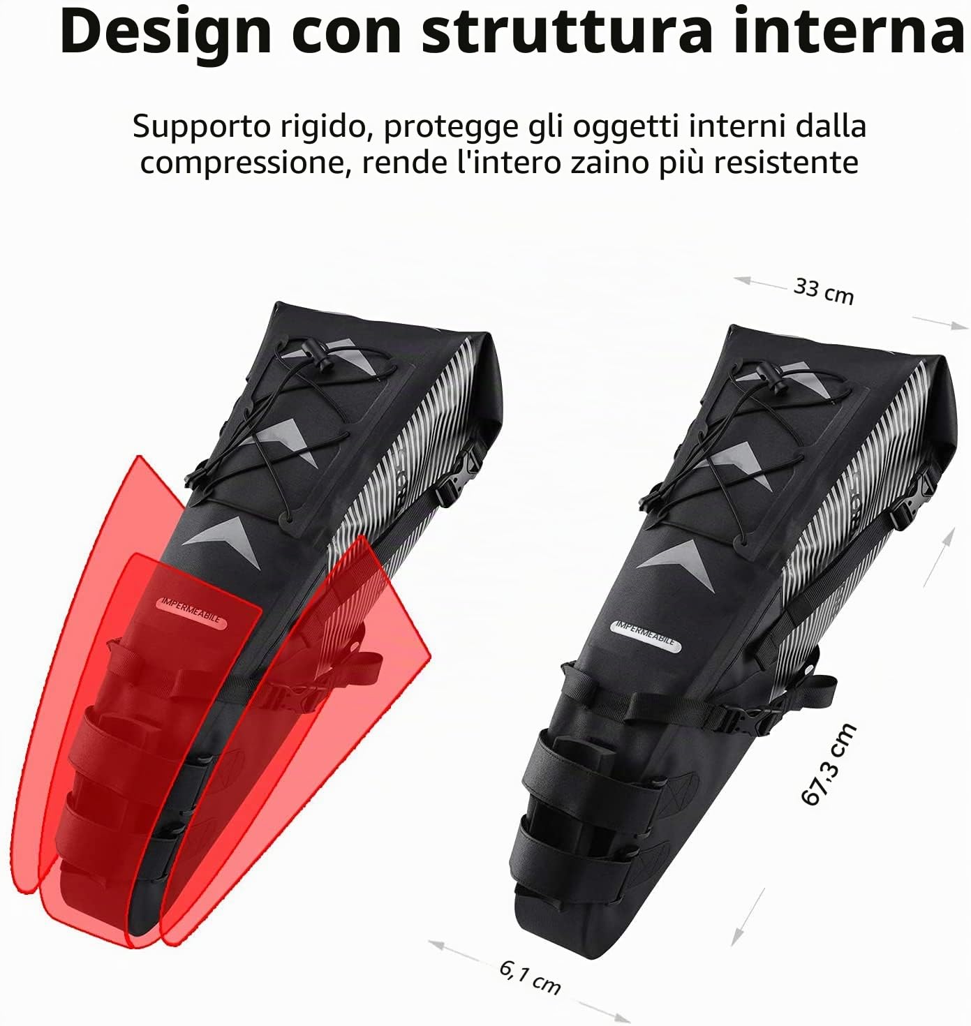 ROCKBROS Borsa da Sella Bici Impermeabile, Borsa Sottosella per MTB Bicicletta, Borsa Posteriore per Ciclismo Viaggio, Grande Capacità 10L, Accessori Bici