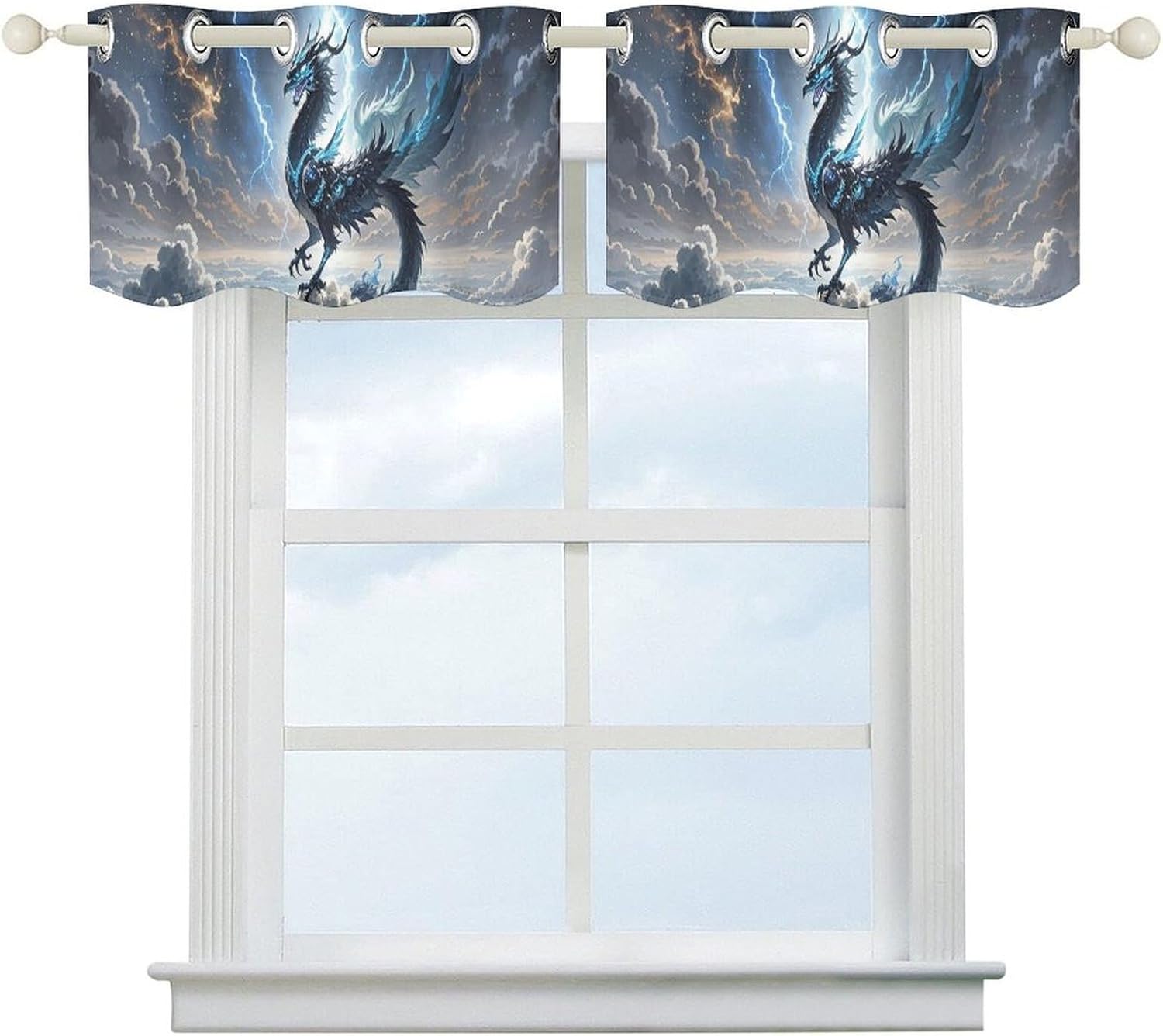 Flying Dragon Valance for Windows, 2 Pack Kitchen Curtains Modern Home Decor, Soft Blackout Window Curtains for Living Room & Bedroom, 18 X 52 Inch