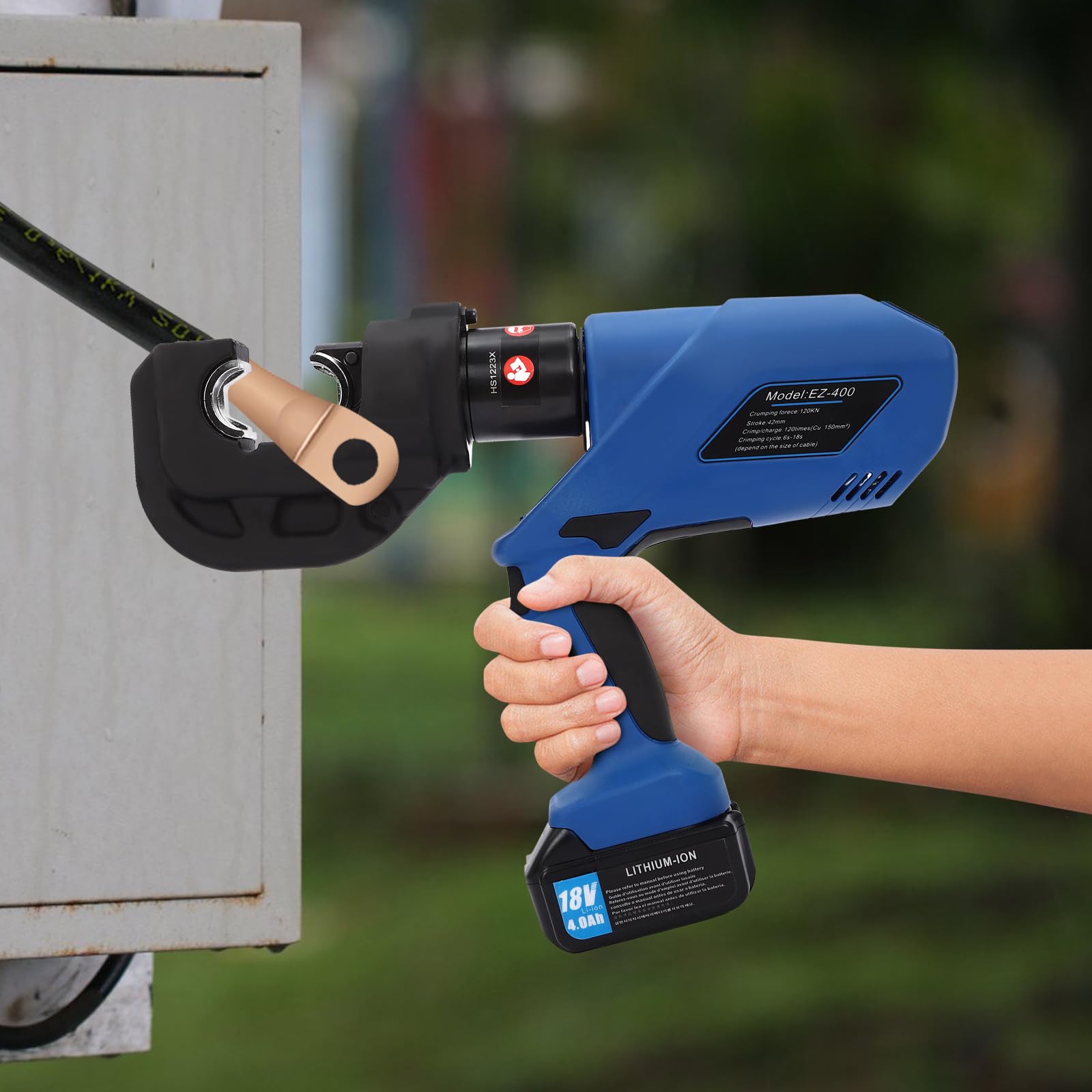 Akumulatorowa szczypce zaciskowe hydrauliczne z akumulatorem litowym 18 V do kabla do 400 mm² elektryczne narzędzie do zaciskania dla przemysłu elektrycznego telekomunikacji budowlanej