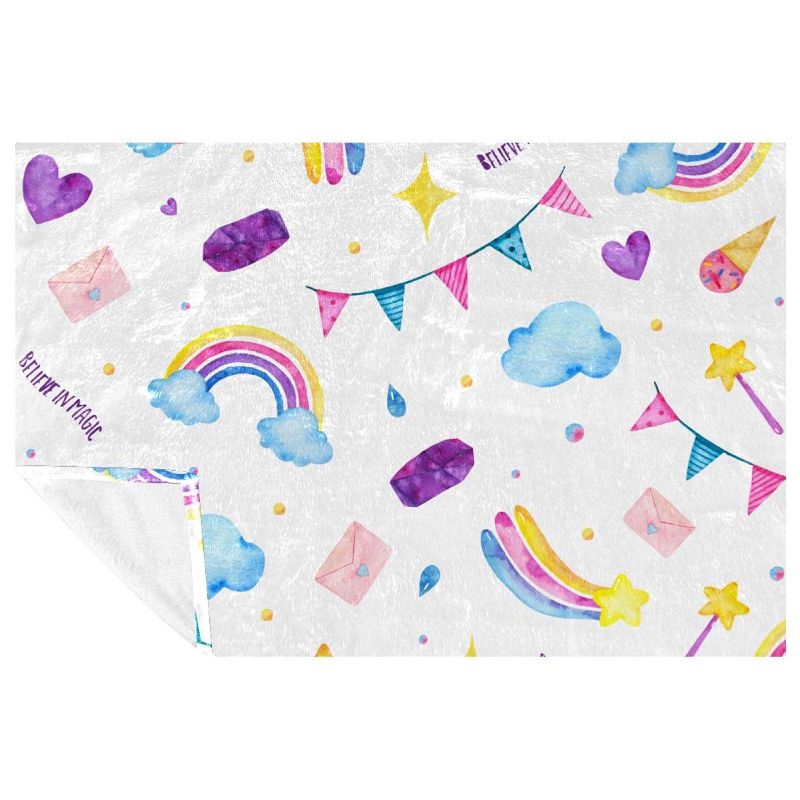 Couverture licorne magique haute qualité, plaid de lit chaud 150 × 100 cm