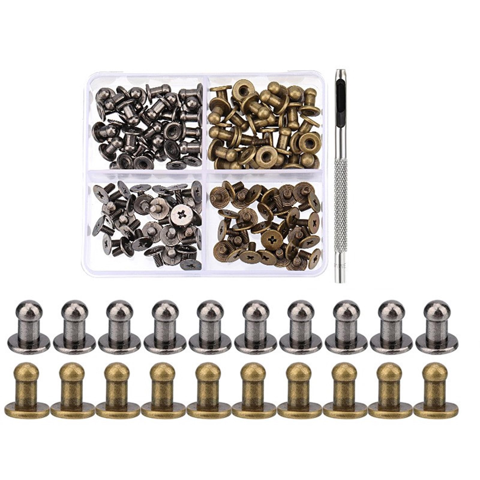 ZWWAAZHF Round Head Button Studs, 4MM 7MM 8MM Round Head Button Studs for Leather Shoe Belt Bag Watchbands Dog Collar Clothing Sewing Supplies