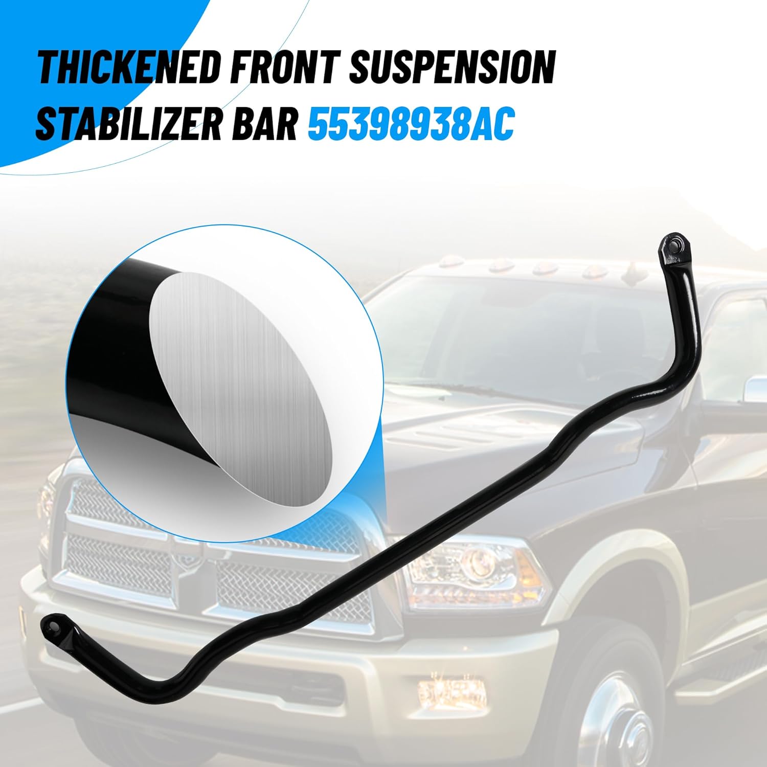 Upgrade 55398938AC Front Suspension Stabilizer Bar Compatible with 2009-2010 Dodge Ram 1500,2011-2018 Ram 1500,2019-2022 Ram 1500 Classic 4WD (Sway Bar) (Sway Bar with Bushing Kit)