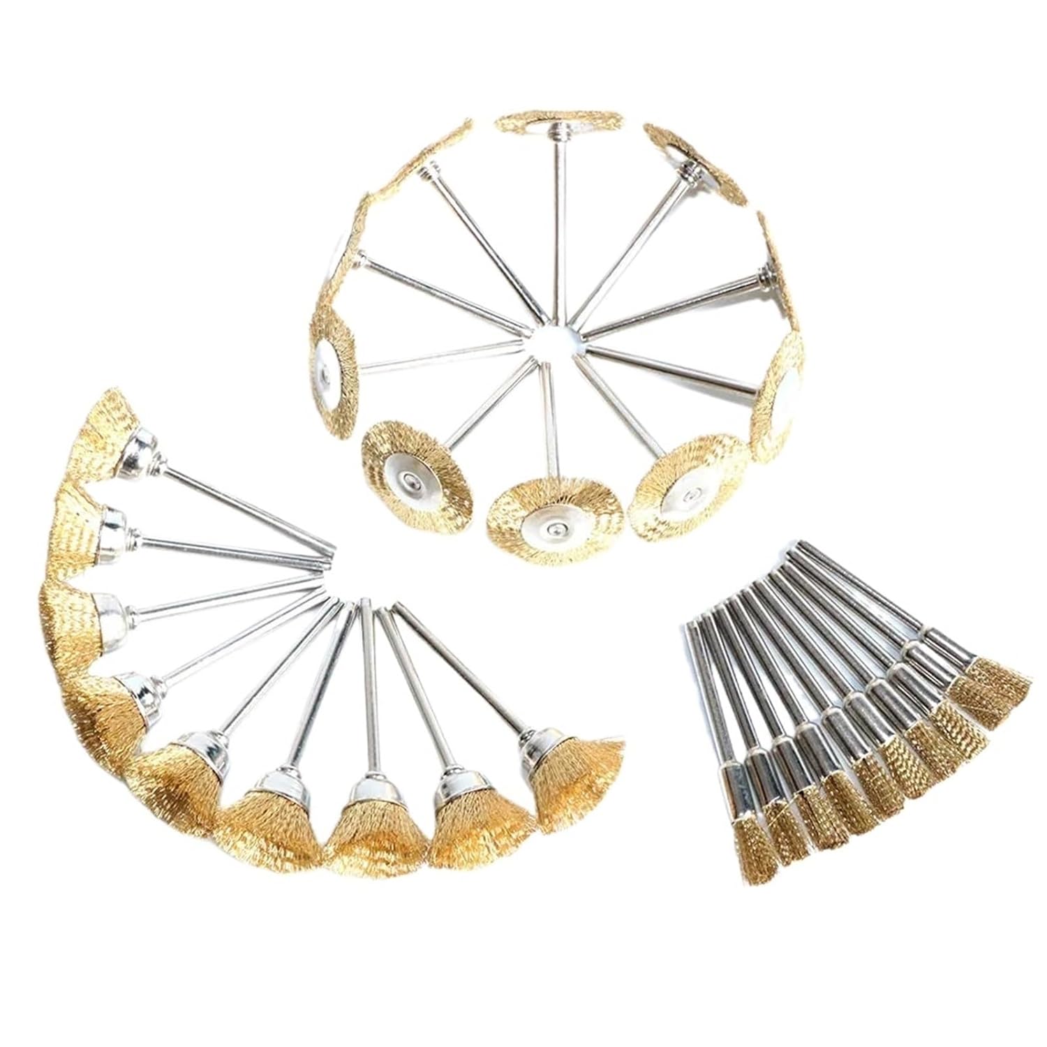 1inch Wire Wheel Brushes Brass Steel Cup end Brush Bristle Abrasive Brush 1/8" Shank for Accessories(Brass)