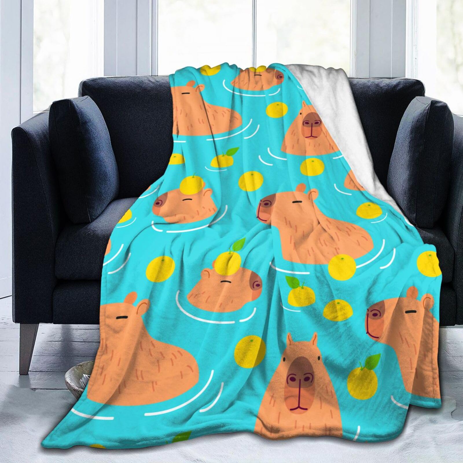 Cute Capybara Animal Pattern Blanket, Soft Blankets Flannel Bed Throw Cozy Lightweight Plush Gifts for Kids Boys Girls Women Men Sofa Couch Bedroom