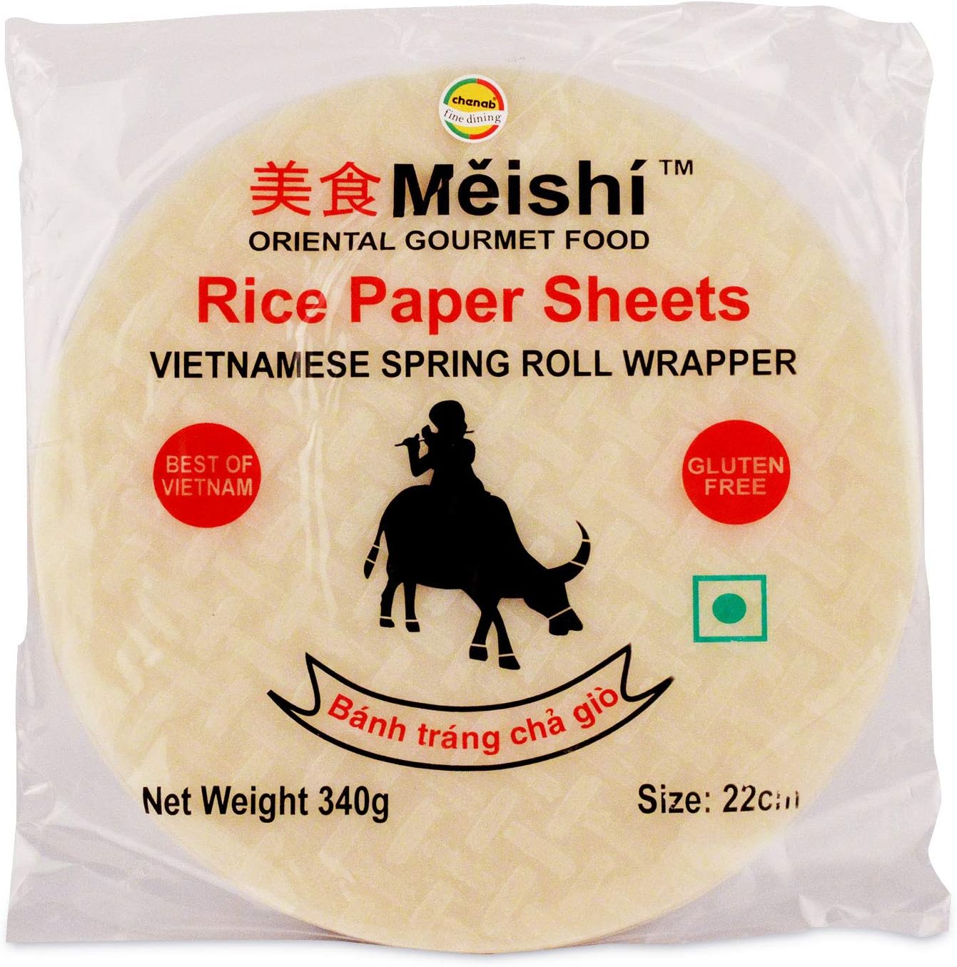 Meishi Vietnamese Gluten Free Spring Rice Paper Roll | 340gm (22 cm) | Edible Rice Paper Sheets | Spring roll Wrapper