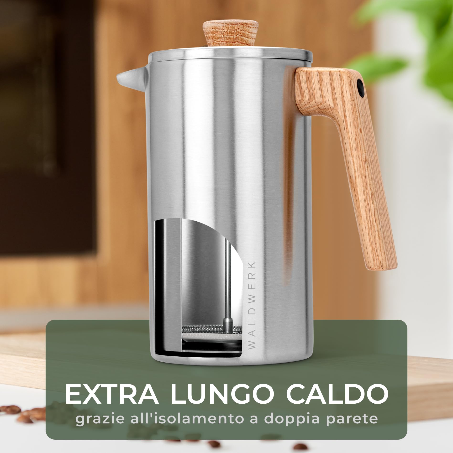 Caffettiera Italiana WALDWERK In Acciaio Inox 304 Con Manico In Rovere – Adatta A Induzione – Atossica - 4