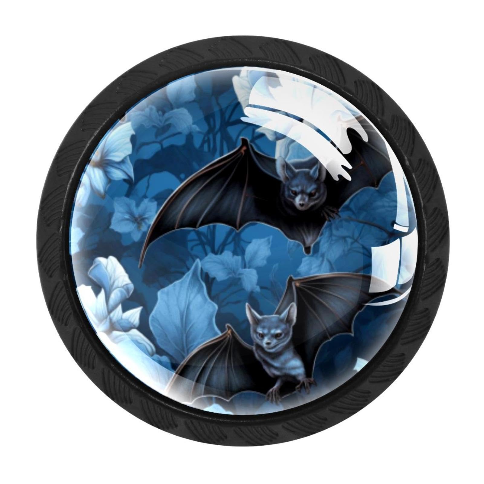 Chenzzzz Multicolored 02 4 Pack Black Bat Drawer Knobs, Cabinet Knobs Round Glass Knobs For Kitchen Cabinet Hardware Bathroom 35Mm