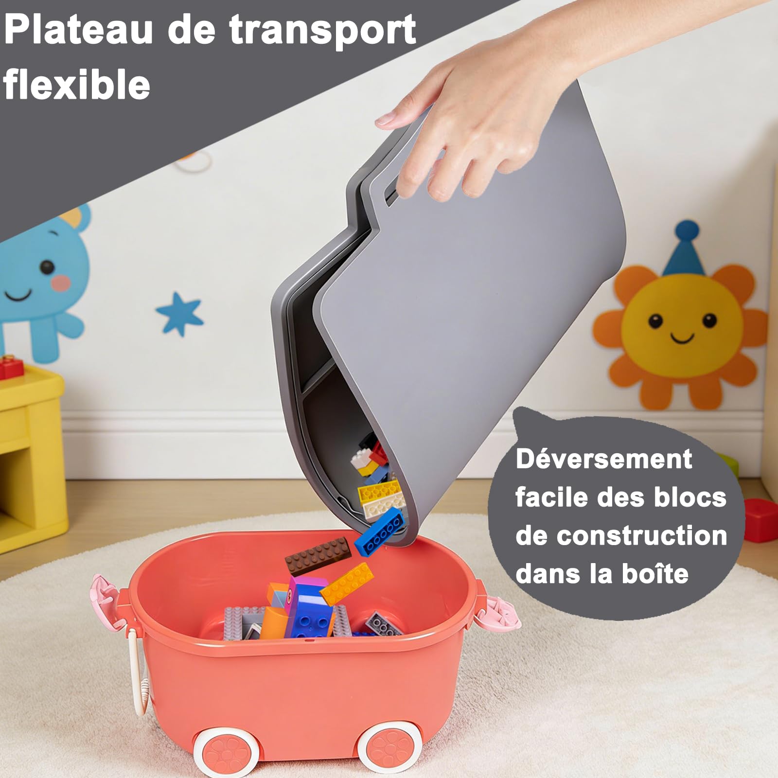 Plaques de Construction avec Champs numérotés, Plateau de Construction pour Jouets, en Silicone de qualité supérieure, pour Encourager la créativité et l'ordre, Gris Clair - 5