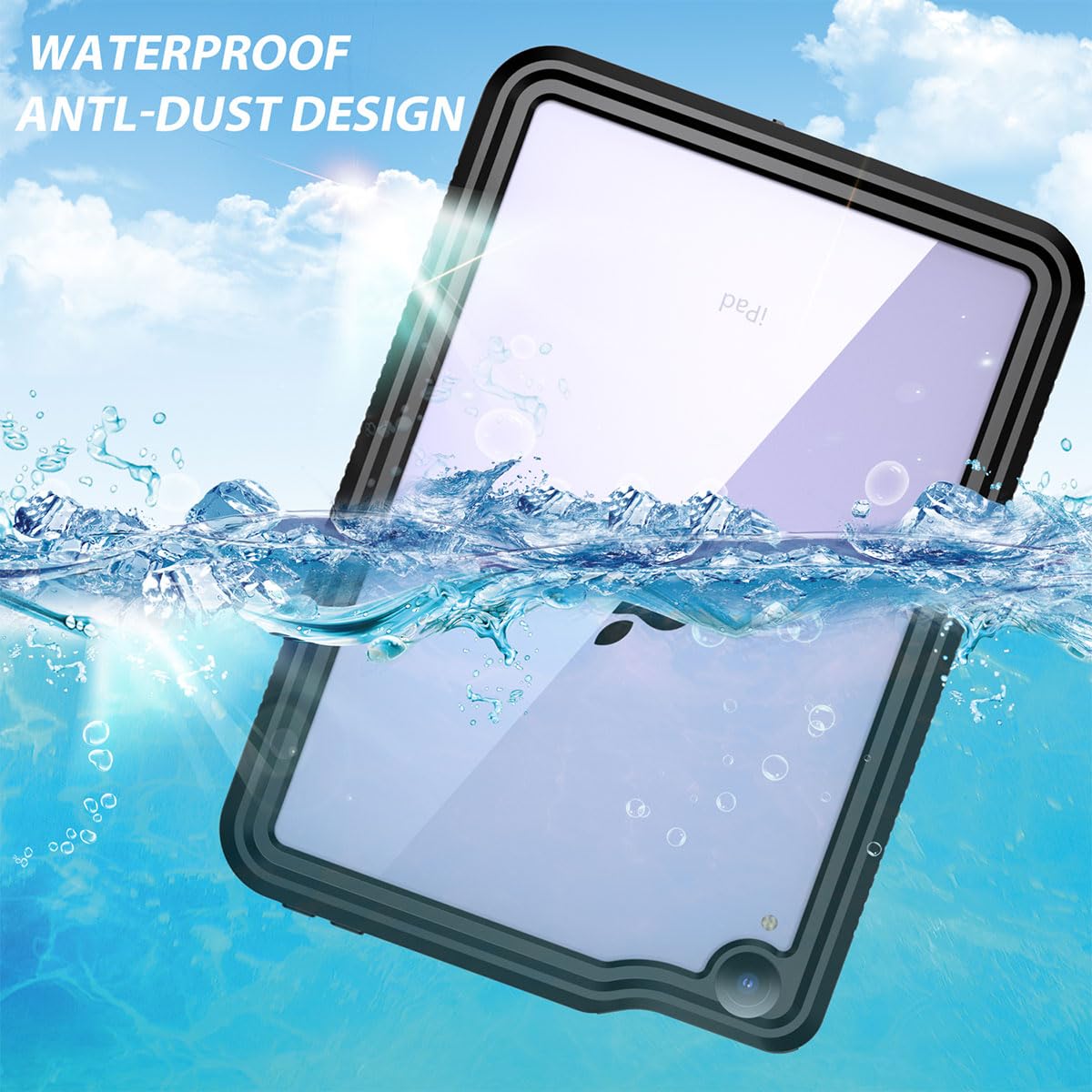 AICase Wasserdichte Schutzhülle für iPad Mini 7 A17 Pro 2024/iPad Mini 6 2021 8,3 Zoll iPad Mini 7. / 6. Generation, integrierter Displayschutz und Ständer, robust, stoßfest, für iPad Mini 7.