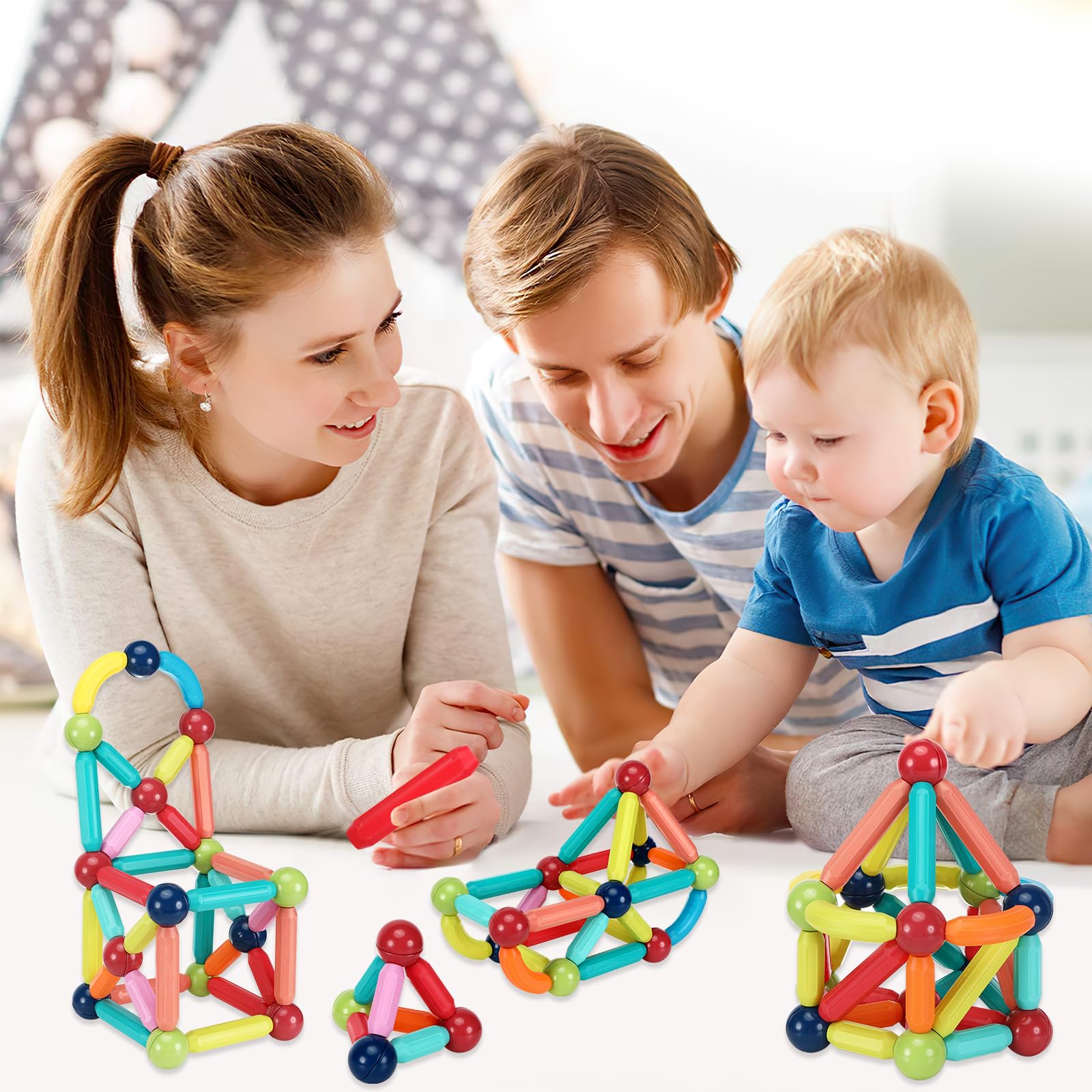 Costruzioni Magnetiche per Bambini, 88 Pezzi blocchi magnetici per bambini, set di costruzioni giocattolo magnetiche, astoncini magnetici da Costruzione, per ragazzi e ragazze di 3 anni in su