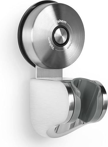 YOHOM Soporte de cabezal de ducha con ventosa, soporte de ducha de mano, soporte ajustable para manguera de ducha al vacío, boquilla rociadora, clip