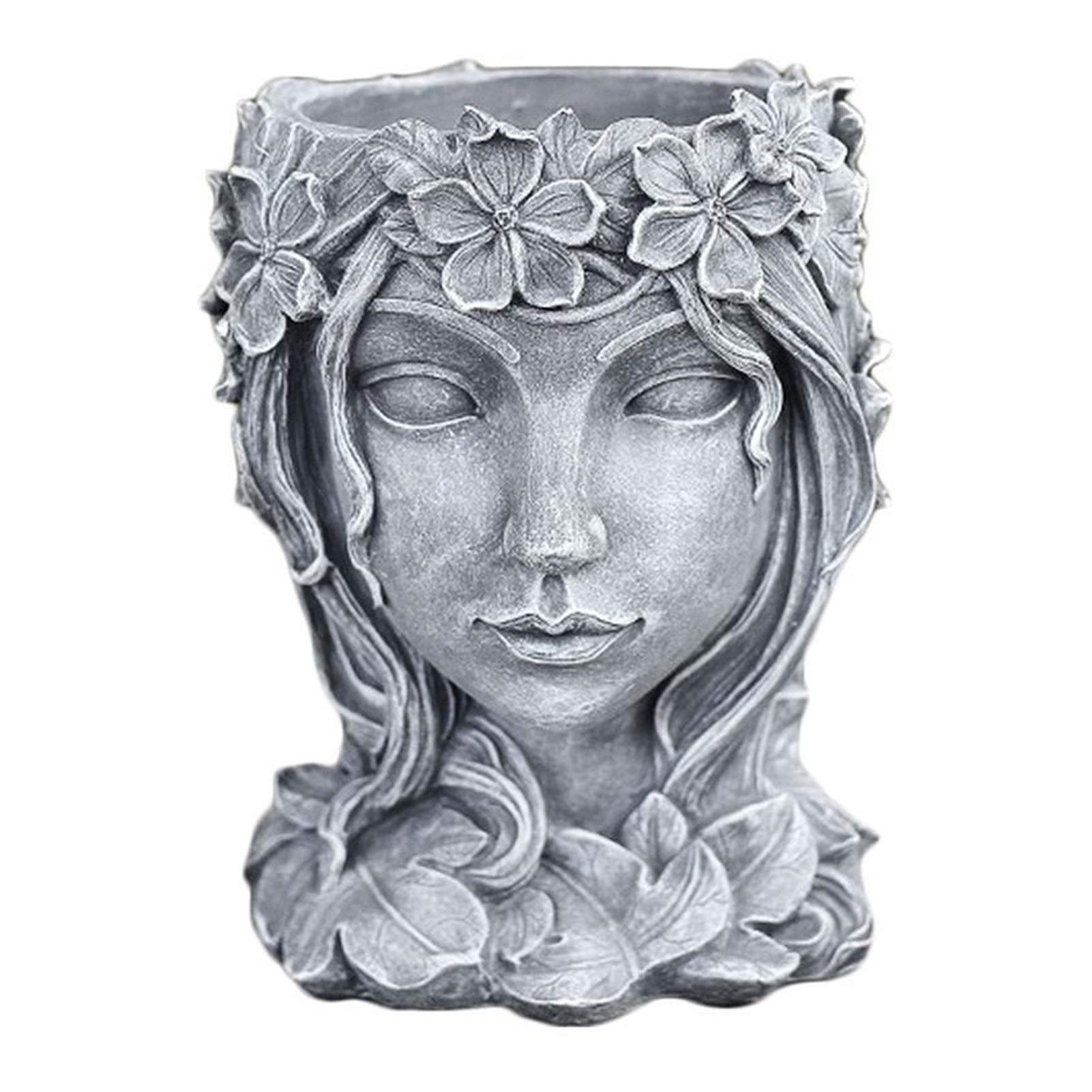Pentole da Fiori al Coperto e all'aperto 1pc Girl Planter Chic Fine Safety Container Mediay Planter Flower Pot Flower Pot Flower Pot Macetas Garden Accessori (Color : Grey)