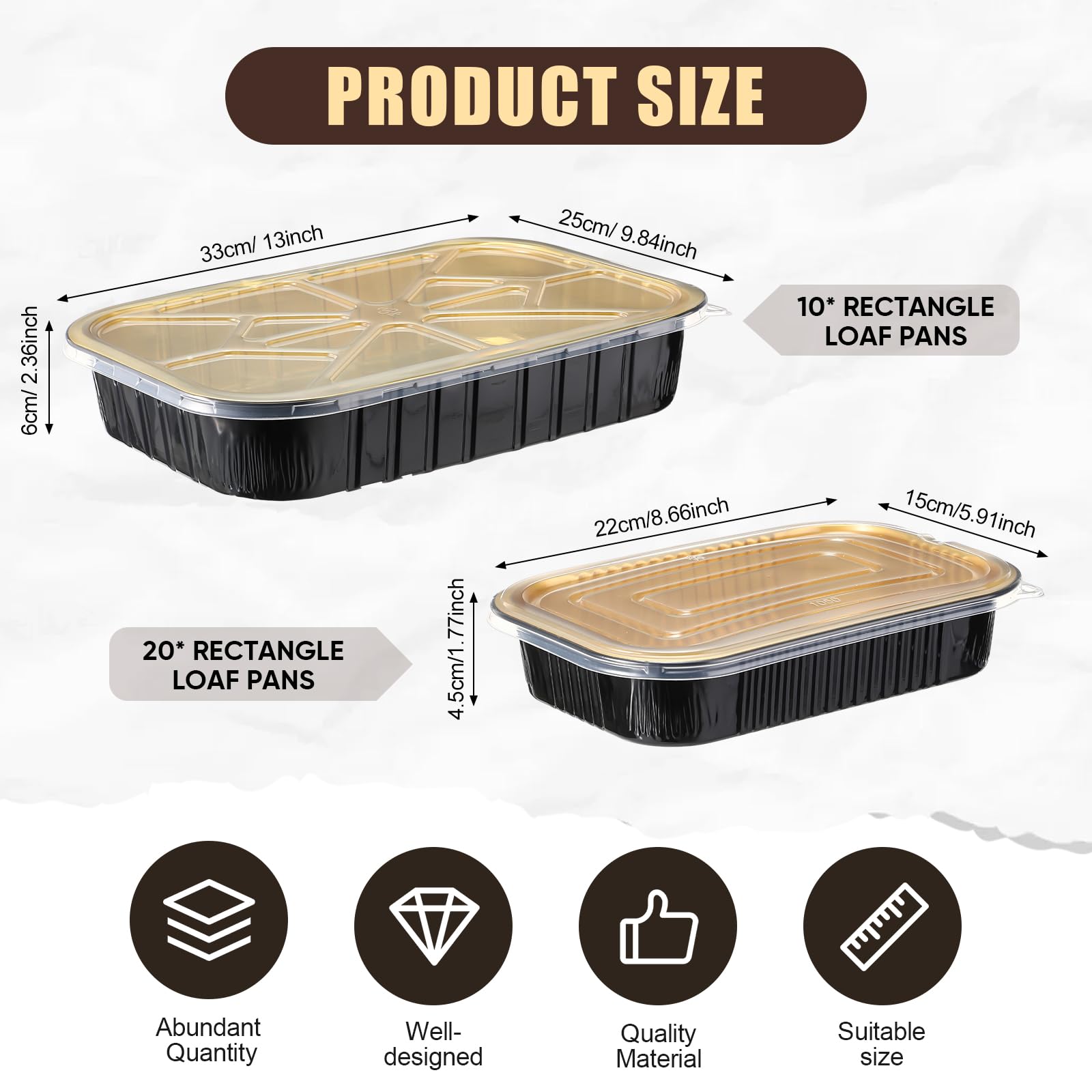 Funnymoom Paquete de 30 sartenes de aluminio con tapas, incluye 10 unidades de mesa de vapor de horno de tamaño medio de 10 x 13 pulgadas, bandejas de papel de aluminio de aluminio, paquete de 20
