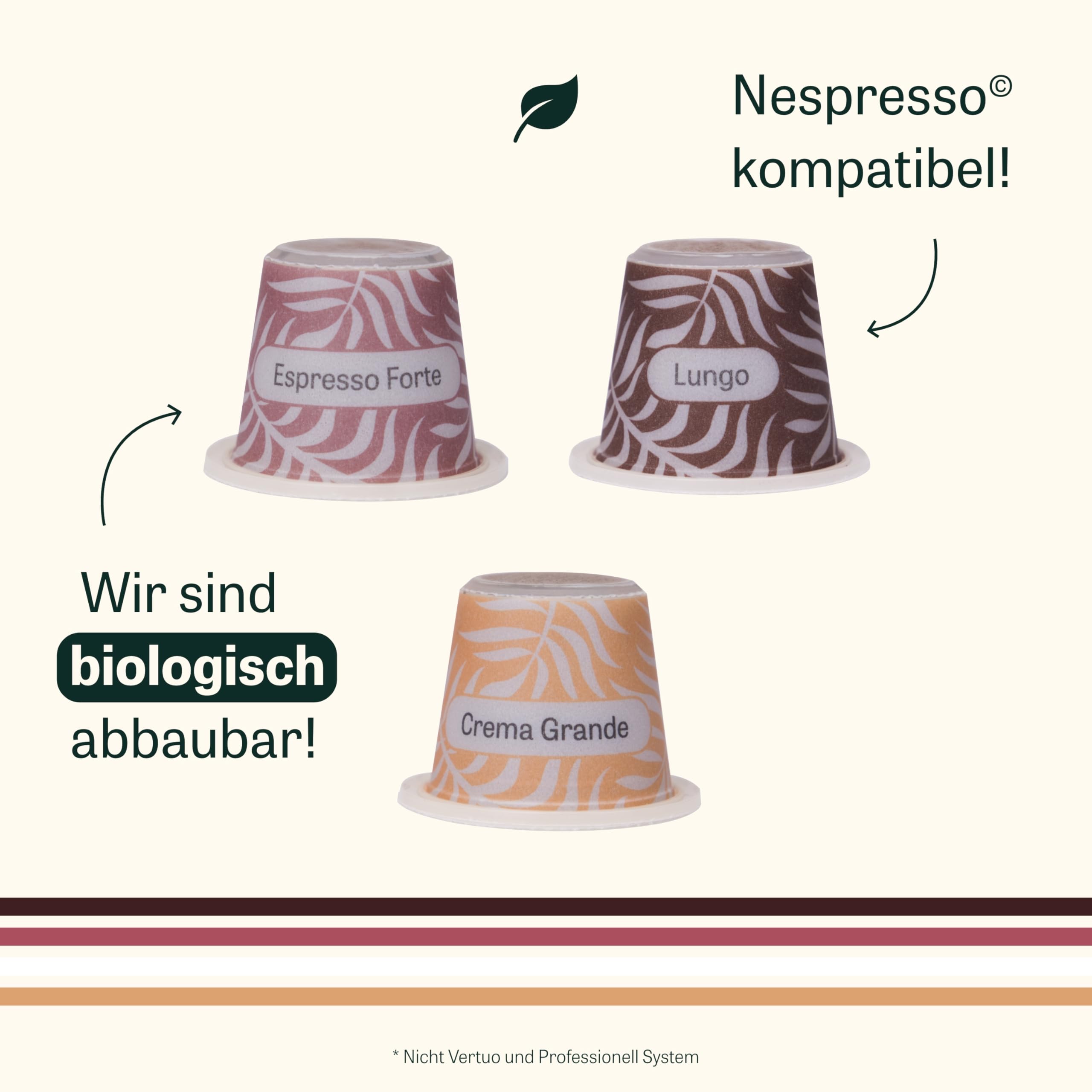 CUP VERDE Mixpaket 80 Kaffeekapseln kompatibel mit Nespresso® 3 Sorten: Crema Grande, Lungo & Espresso Forte – Heimkompostierbar – 100% Arabica aus schonender Trommelröstung