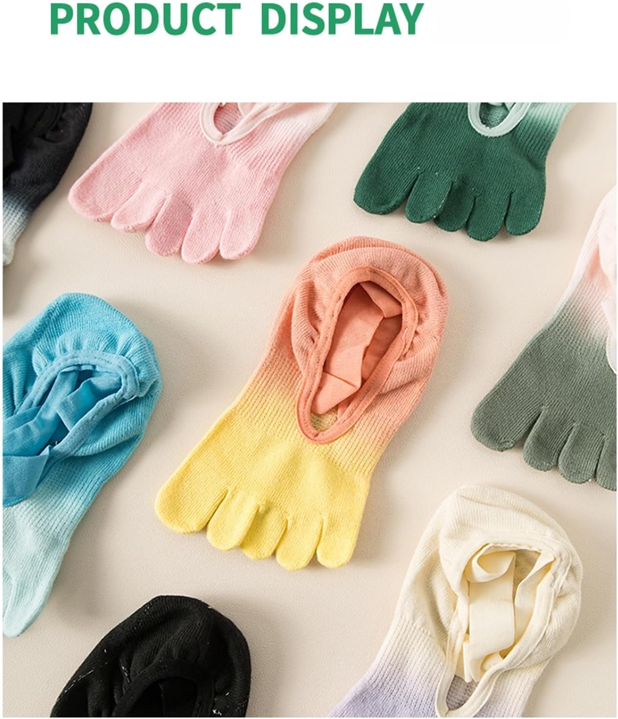 Women Yoga Pilates Socks with Grips Non Slip Full Toe Cotton for All Seasons Invisible Series 22
