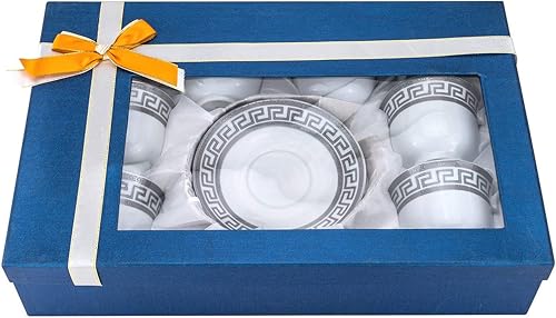 Miniatura 5 de Royalty Porcelain 12 tazas Demi de café o té con platillos (dorado)