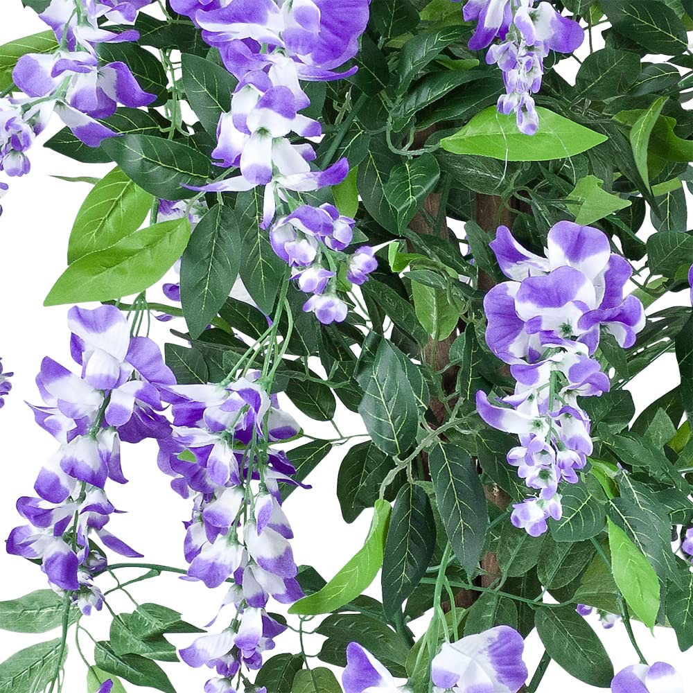 Wisteria Glycine Plante Arbre Artificielle Artificiel Plastique avec Bois Véritable 160cm Domaine Interne Decovego