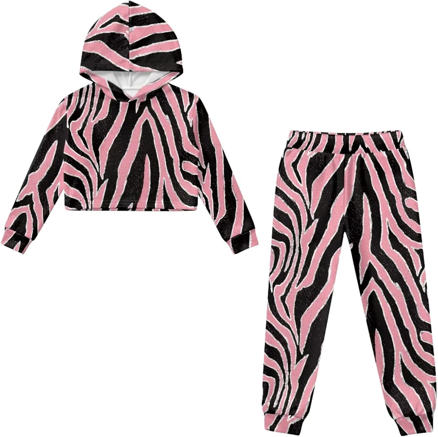Girls Track Outfits Long Sleeve Athletic Hoodies Sweatshirts & Sweatpants Short Tops 2 Pcs Sweatsuit for 4-13