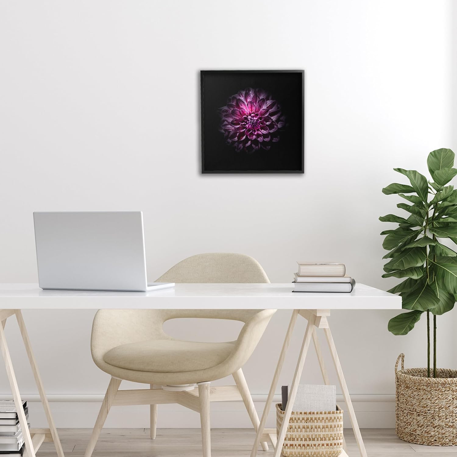 Stupell Industries Purple Dahlia Dark Contemporary Black Framed Giclee Art, design by Brian Carson Photography, 12 x 12