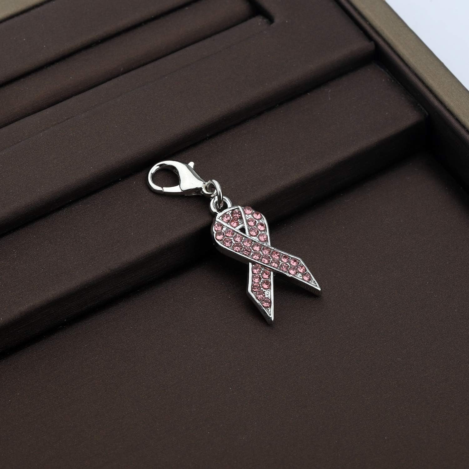 CHOORO Pink Rhinestone Ribbon Charm Zipper Pull - Breast Cancer Awareness Gift, Survivor Support Jewelry - Image 4
