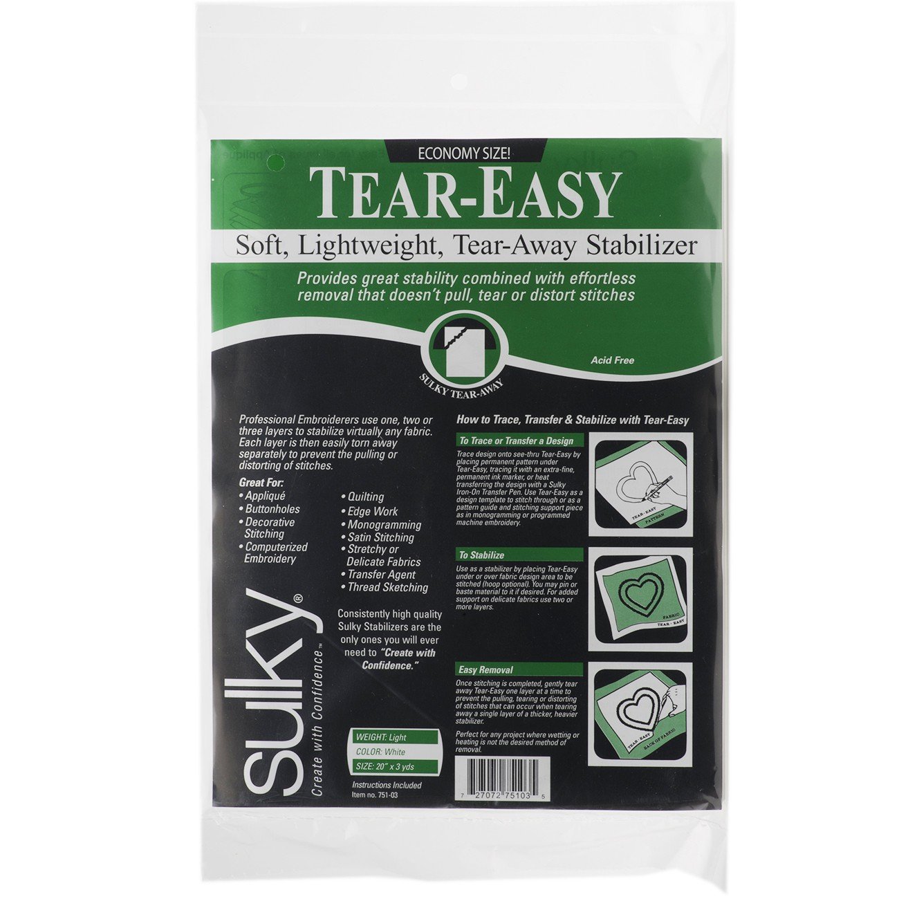 Sulky 20-inch x 3 yd Tear-Easy Stabilizer