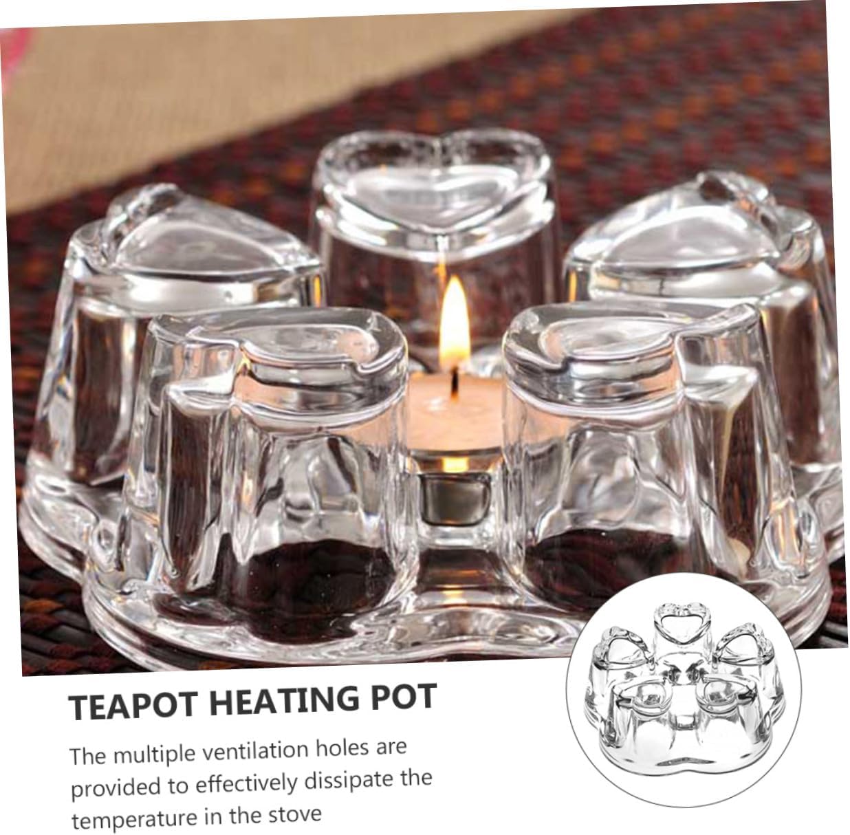 2pcs Glass Teapot Warmer High Borosilicate Tea Heating Pot Stands Without Candle for Home Office Tea House Coffee Shop Decor