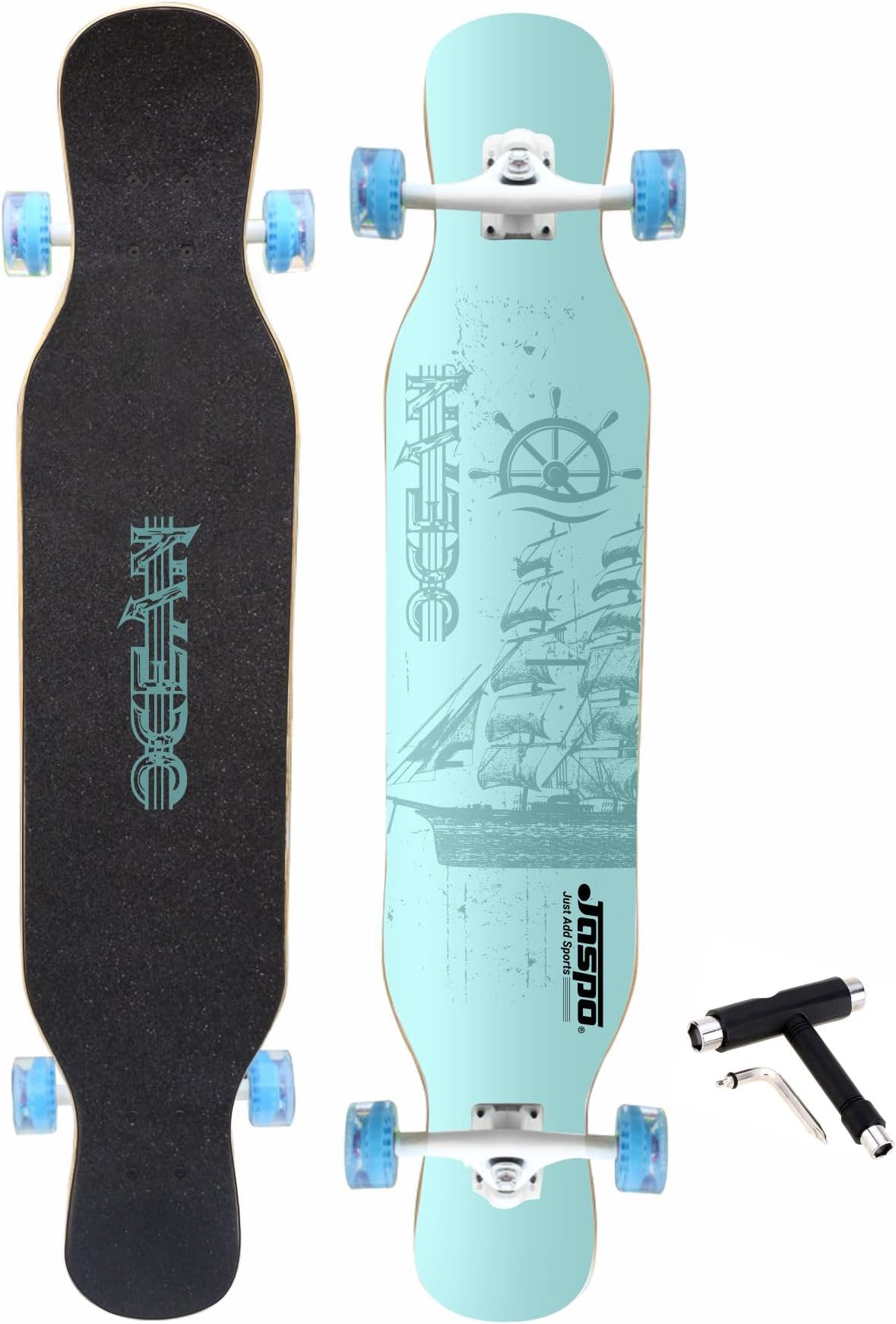 Voyage 43"x9"Inches Longboard Skateboards -Long Boards for Adults, Teens and Kids. 9 Layer Canadian Maple Deck Concave Skateboard (Ocean)