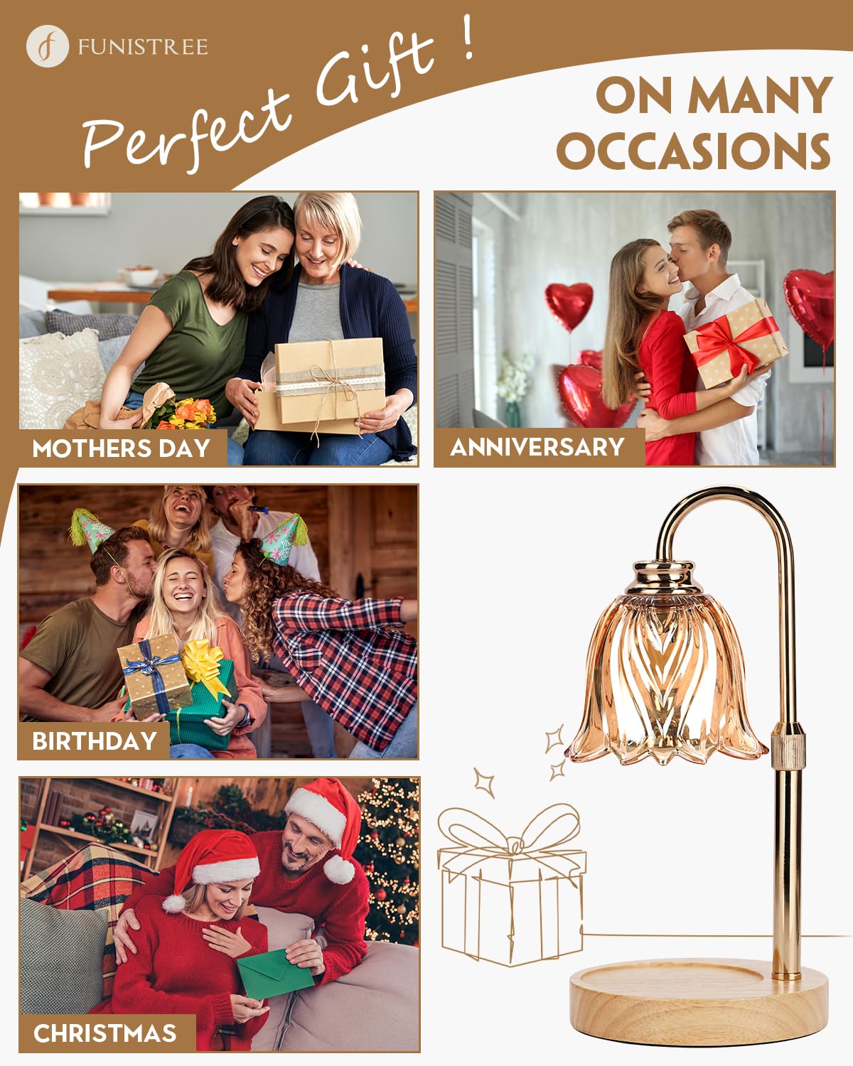 Candle Warmer Lamp with Dimmer, for Mum, Birthday Presents for Women, Candle Heater Lamp with 2 Bulbs for Scented Candle, New Home Gifts — view 7