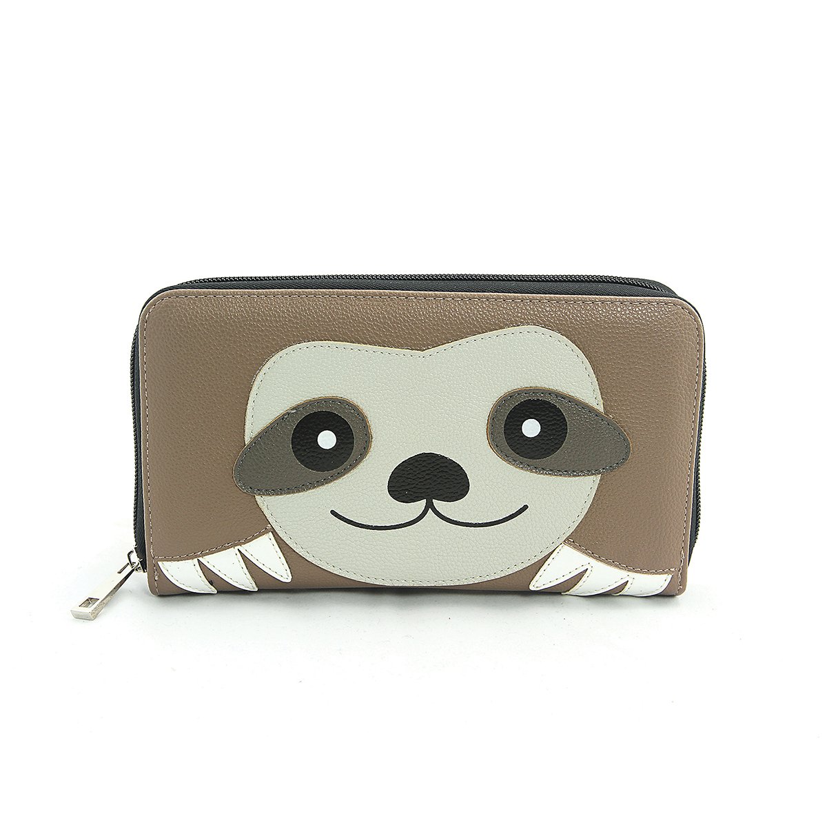 Sleepyville Critters - Sloth Face Zip Around Wallet in Vinyl Material Grey