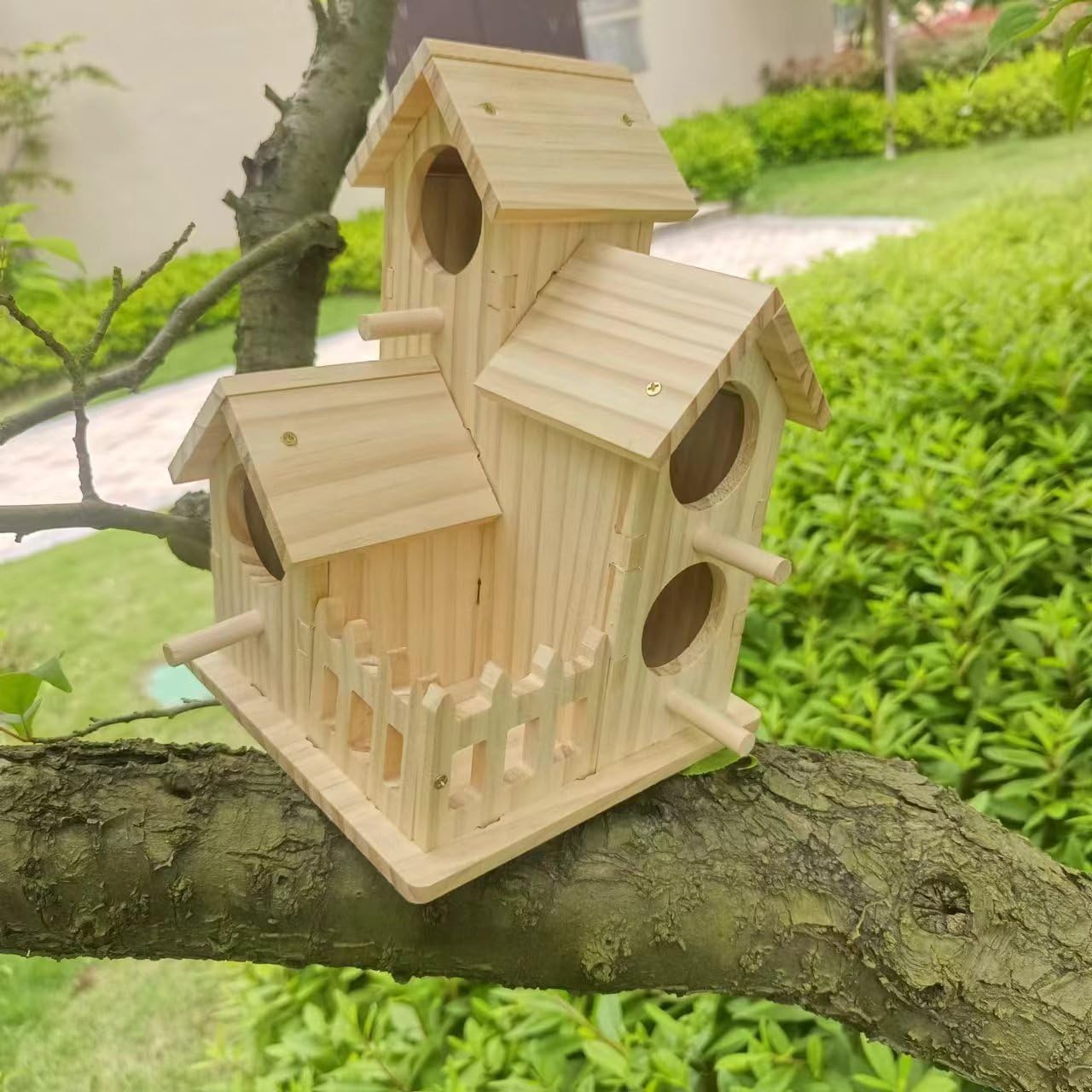 Outdoor Birdhouse Unfinished Wood Bird House Kits to Paint for Kids Birdcages for Outdoors Hanging, 15.5 x 15.5 x 20cm()