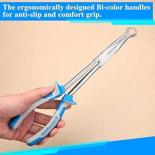 Miniatura 5 de SPEEDWOX Alicates de punta doblada de largo alcance de 11 pulgadas, 30 grados de precisión de alicates finos para mecánicos, técnicos, contratistas,