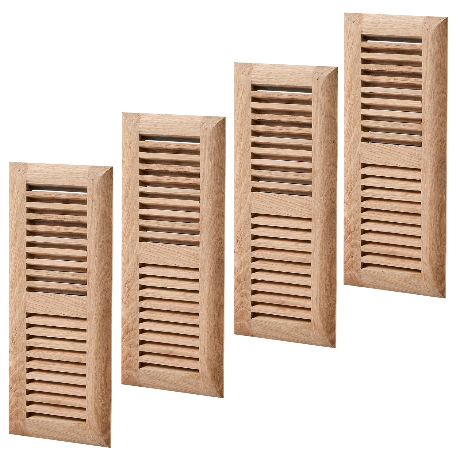 Homewell 4 Pcs Red Oak Wood Floor Register, Drop in Vent, 4x12 Inch, with Damper, Unfinished