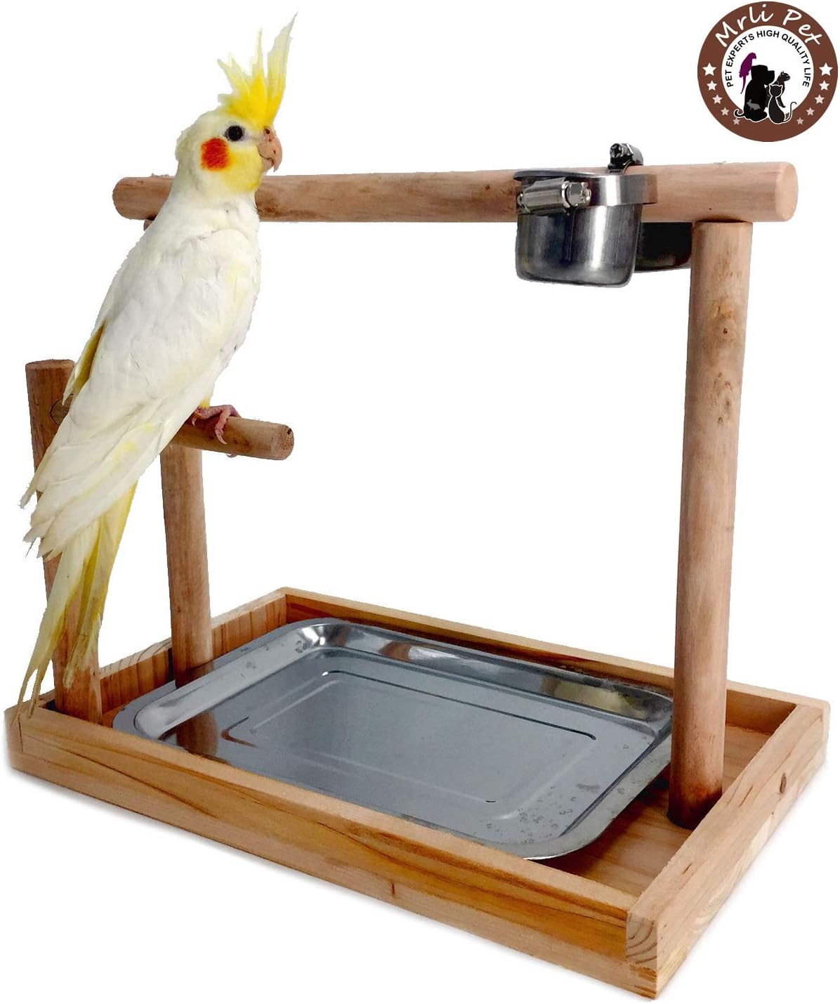 Mrli Pet Parrots Playstand Bird Playground Perch Gym Training Stand Playpen for Eclectus Cockatoo Parakeet Conure Cockatiel Cage Accessories (Include a Tray)
