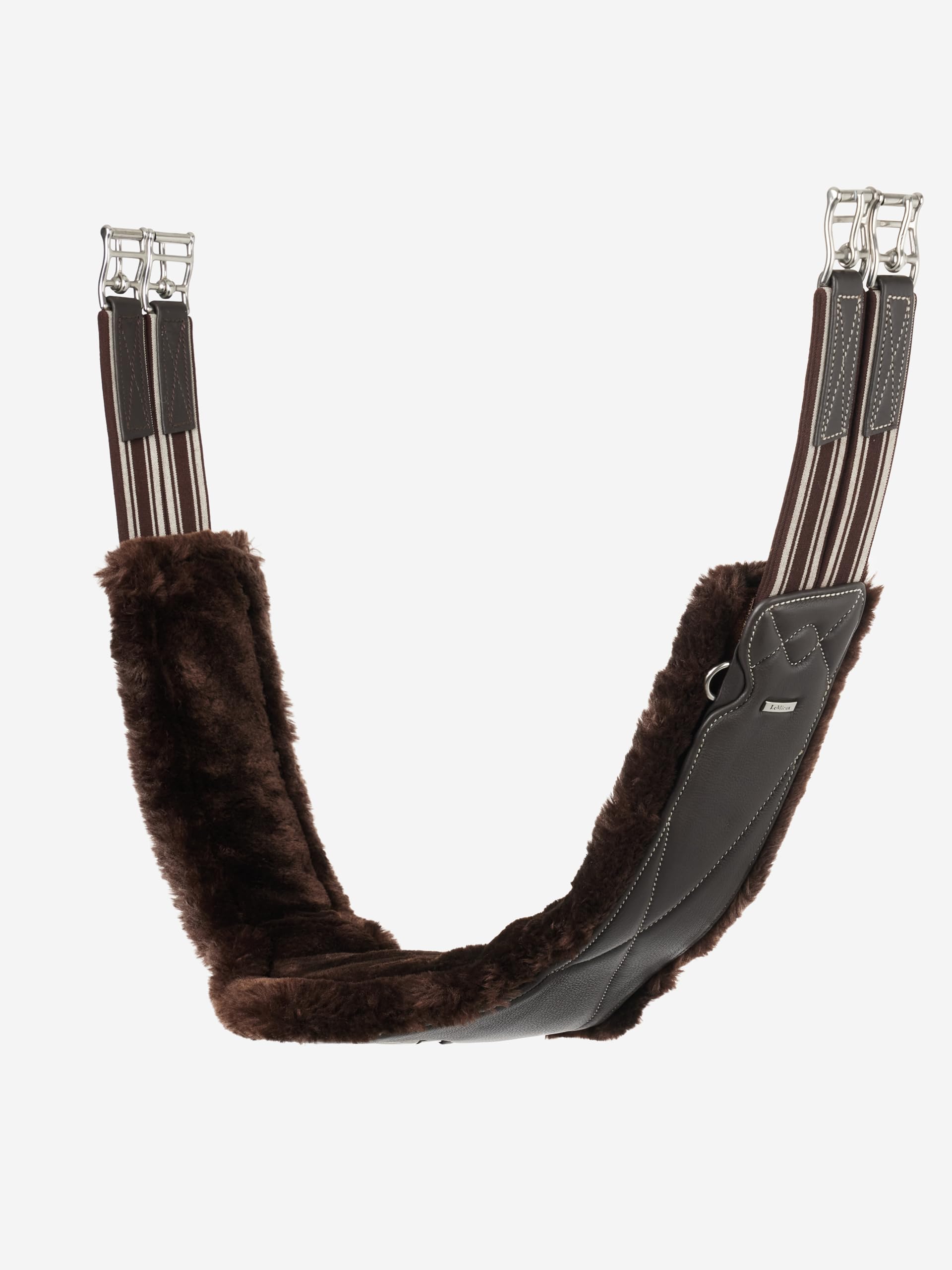 LeMieux Arika Simuwool Contoured Long Girth - Soft Supple Leather - Elasticated Ends - Washable Detachable Simuwool - Brown - 105cm