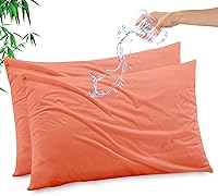 Vista 11 de Funda de almohada impermeable de bambú y rayón de Gogreen, funda de almohada transpirable, protector de almohada refrescante con cremallera, funda