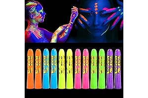 12Pcs Glow in the Dark Neon Face Body Paint Fluorescent UV Crayons Kit