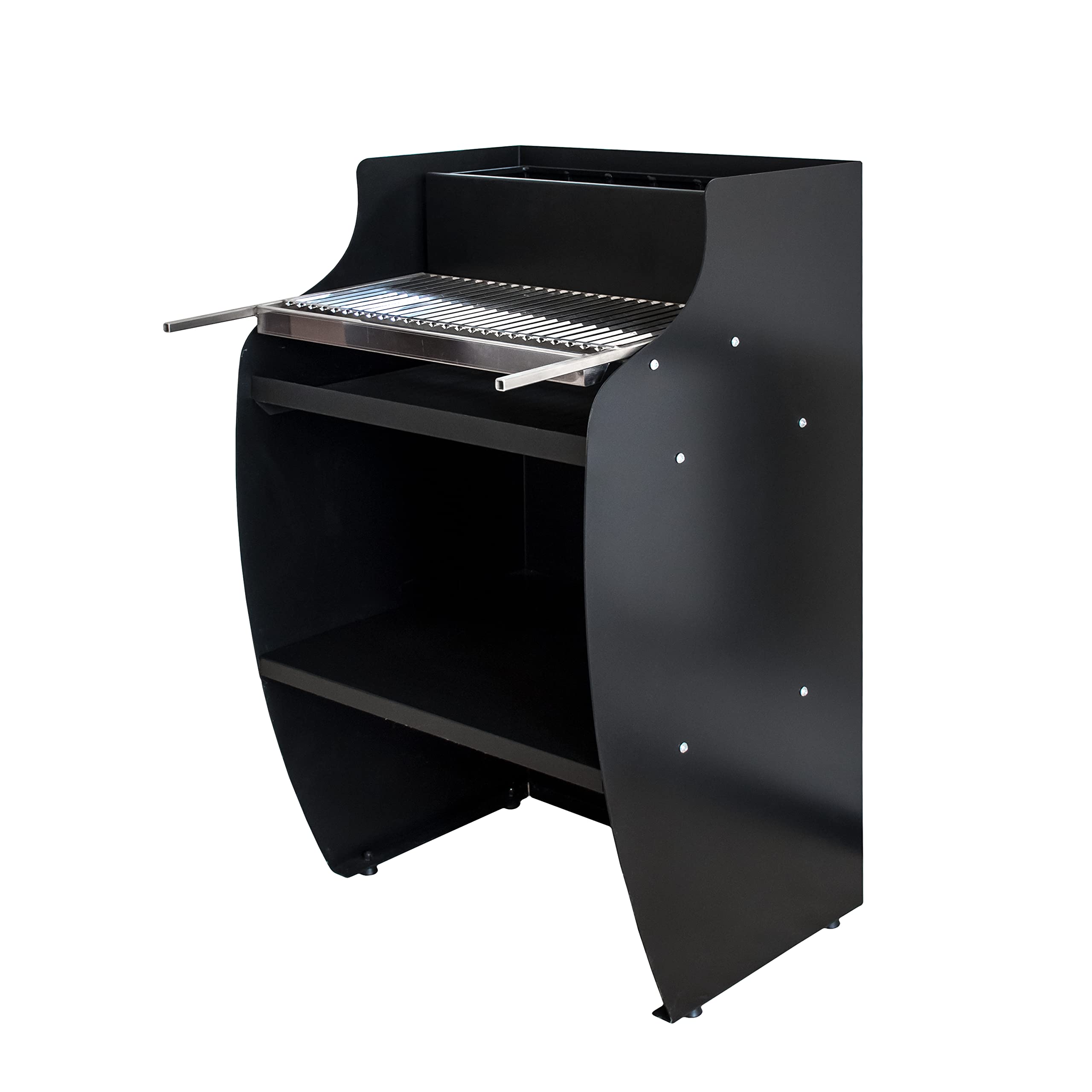 STUFE A PELLET ITALIA - "Texas" Barbecue a Legna da Esterno in Lamiera, con Griglia in Acciaio da 58 × 50 cm e Ripiani porta Oggetti, Design e Qualità Made in Italy