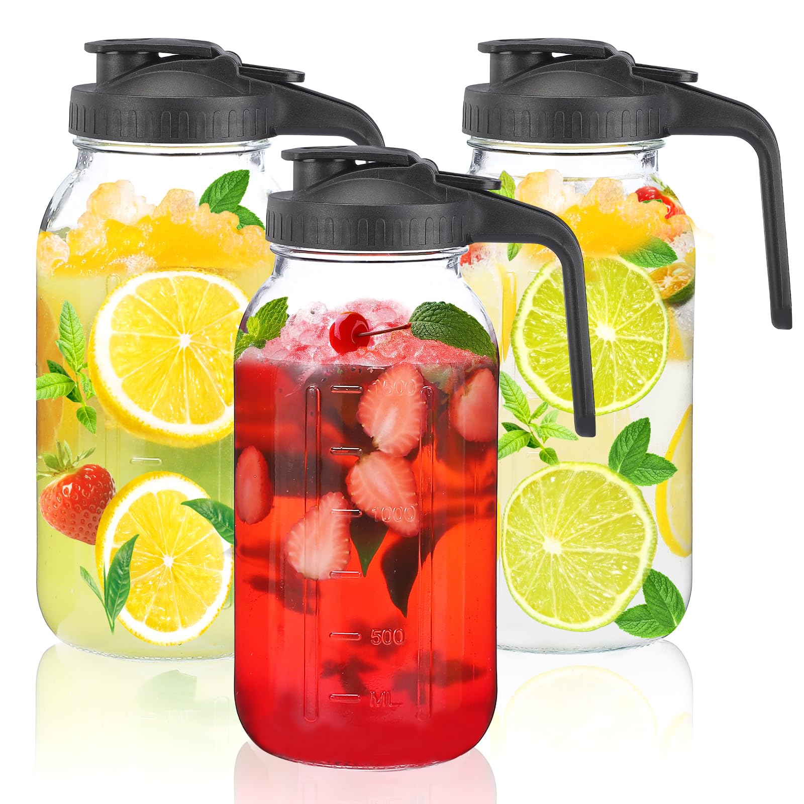 Photo 1 of 3Pack 64OZ Glass Mason Jar Pitcher with Pour Spout Lid