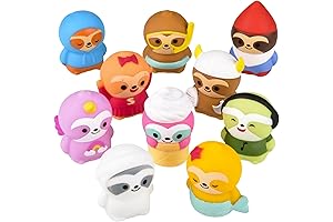 Ten Two-Inch Rubber Bath Toys: Sloths Donning Charming Costumes