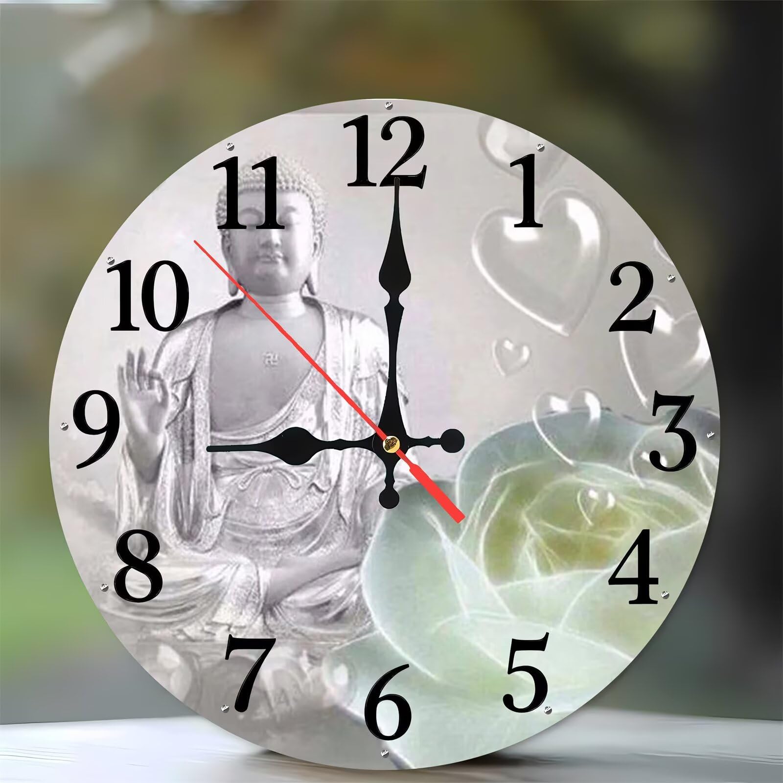 Horloge Murale de Cuisine et Salon en Bois Fleur Zen 35cm
