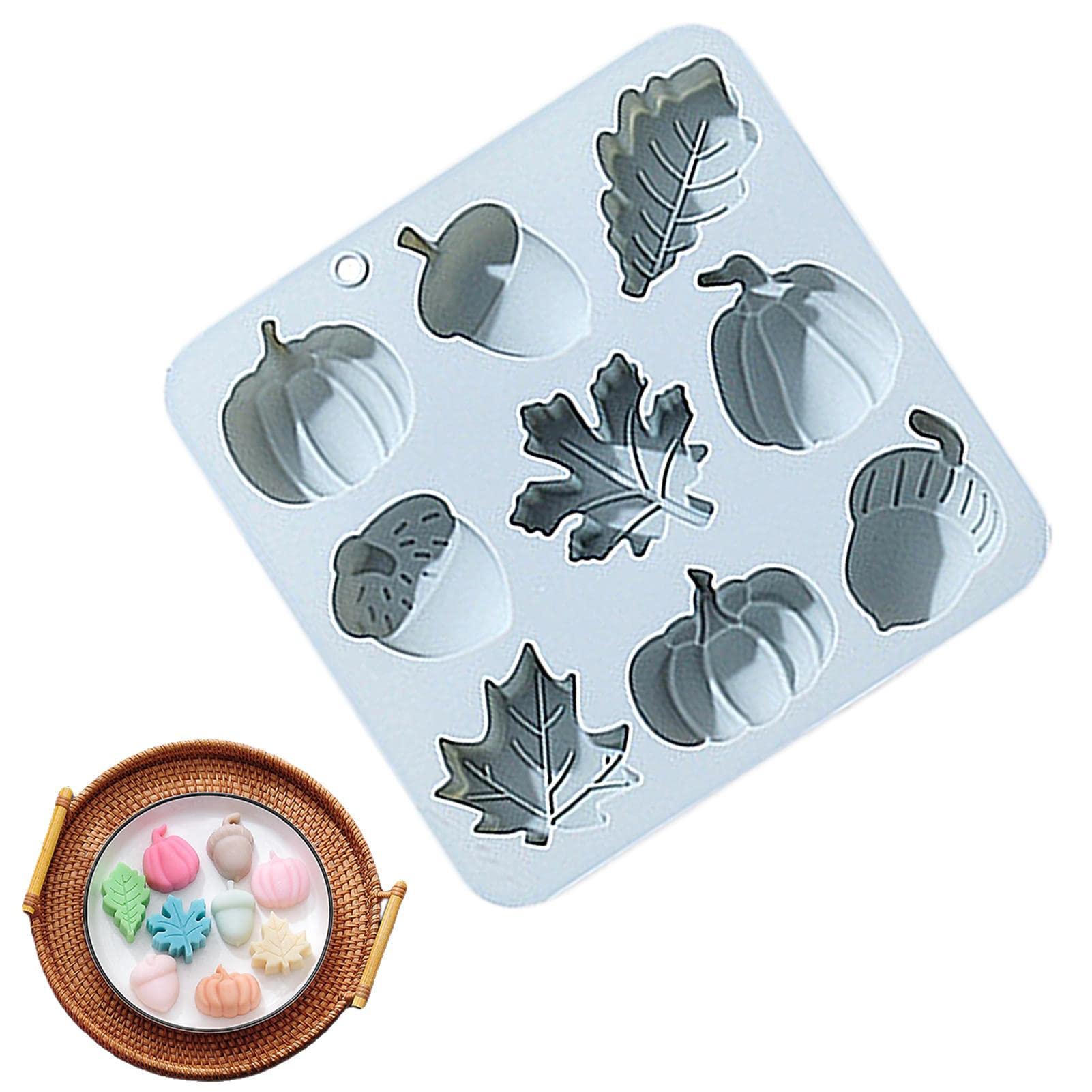 Moule En Silicone Automne - 9 Motifs (feuille D'érable, Citrouille...) Pour Bougies, Chocolat, Savon - 4