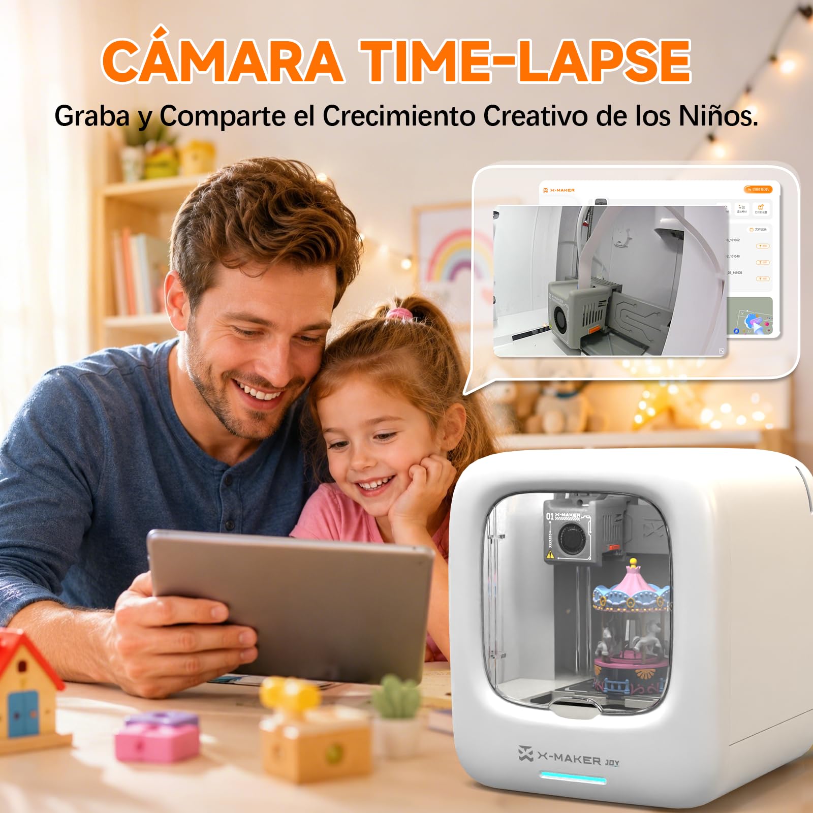 KI-gestützter 3D-Drucker, 3D-Drucker mit 8 PLA-Filament-Set, KI Design-App, umfangreiche Sammlung an 3D-Kreativvorlagen, mit 16+ Mini-3D-Designmodulen, App&WiFi-Steuerung,vollständig geschlossene
