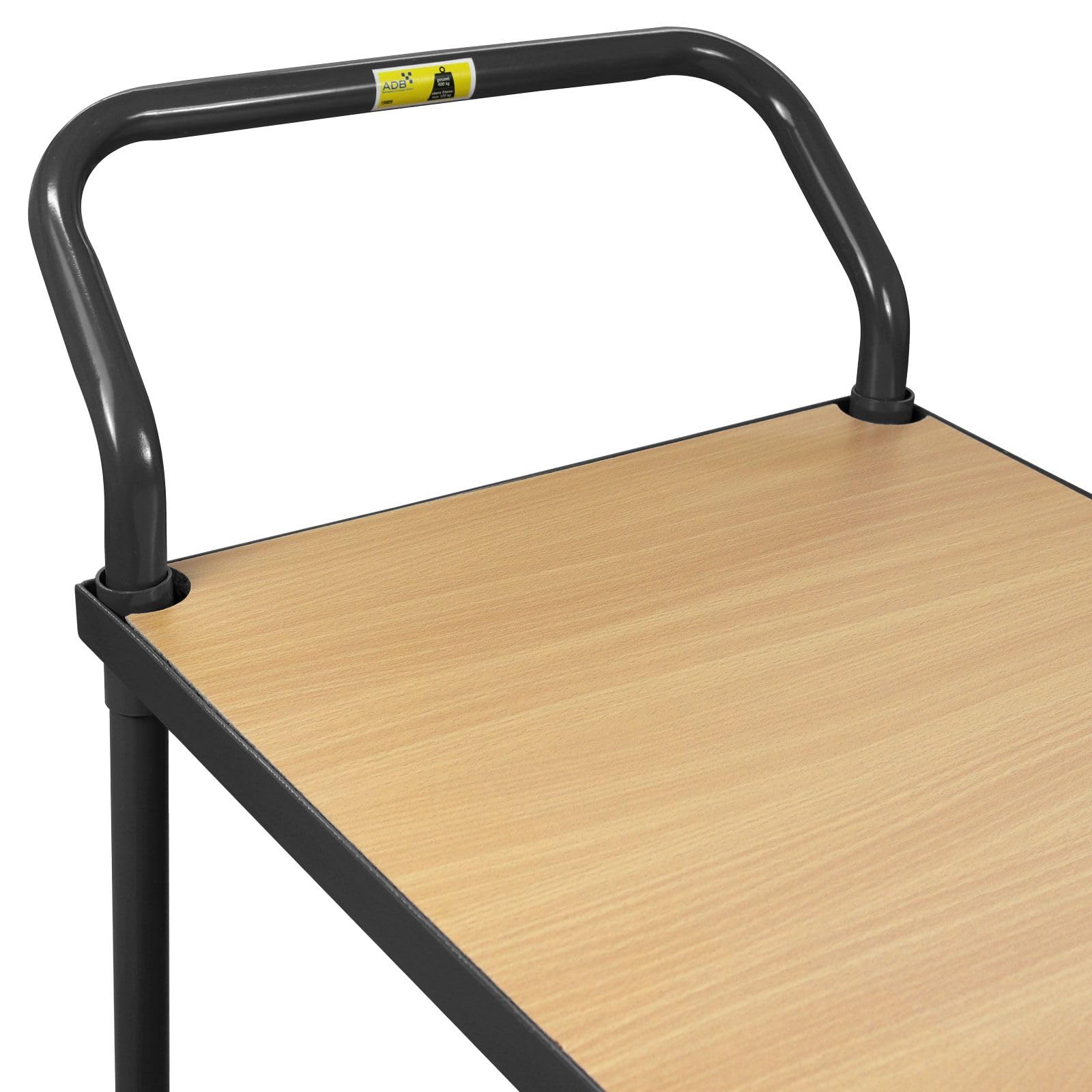 Etagenwagen 400 kg Traglast – Rollwagen mit 2 Ebenen & Vollgummireifen – Plattformwagen Stahl 95x50x97 cm – Robuster Werkstattwagen Kommissionierwagen Tischwagen – schwarz (1, schwarz)
