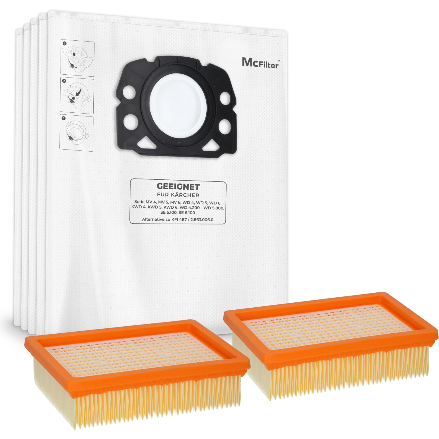 12 Sacs D'aspirateur Pour Karcher WD4 WD5