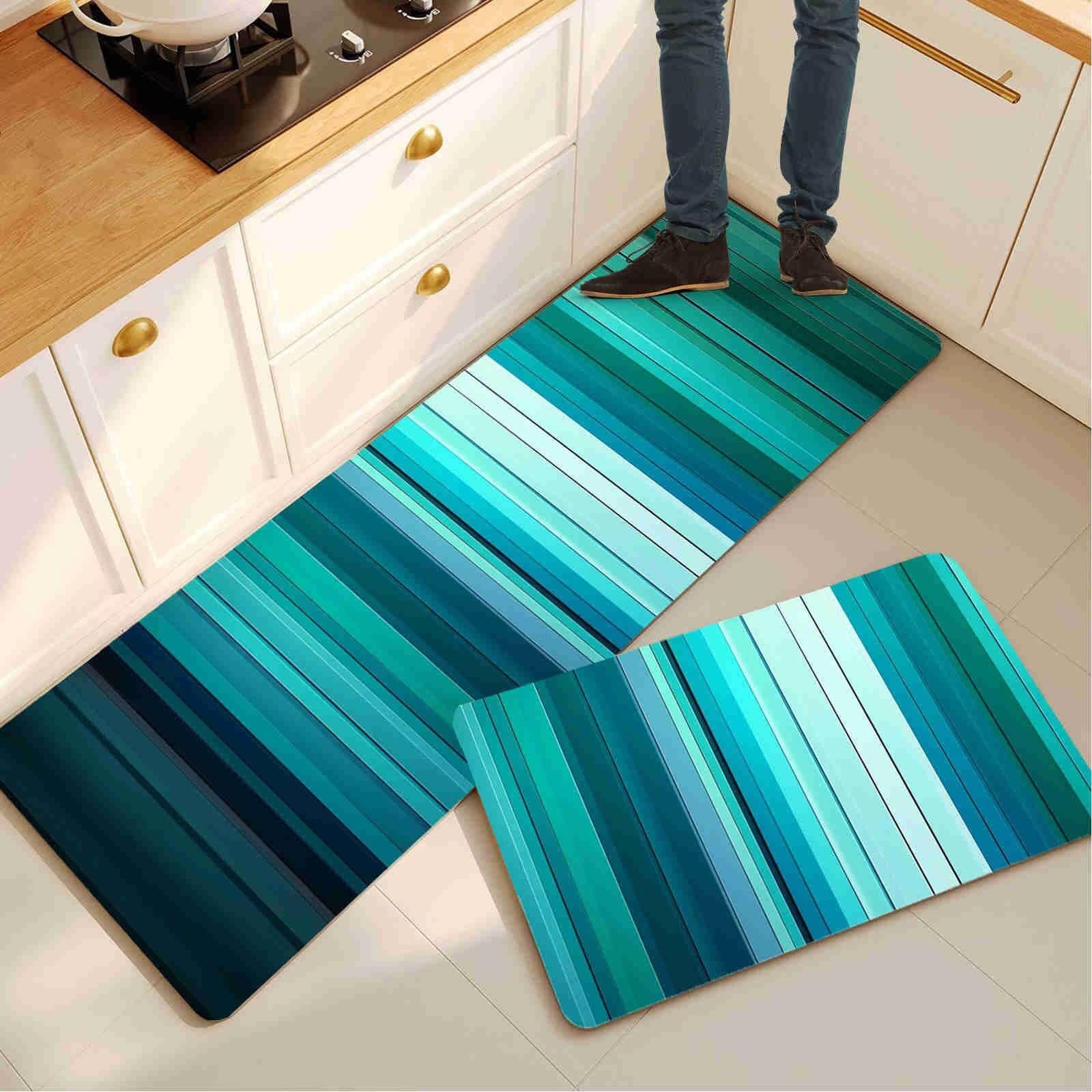 Alfombras de cocina pasillo antideslizantes juego de 2 piezas verdes 40x120cm