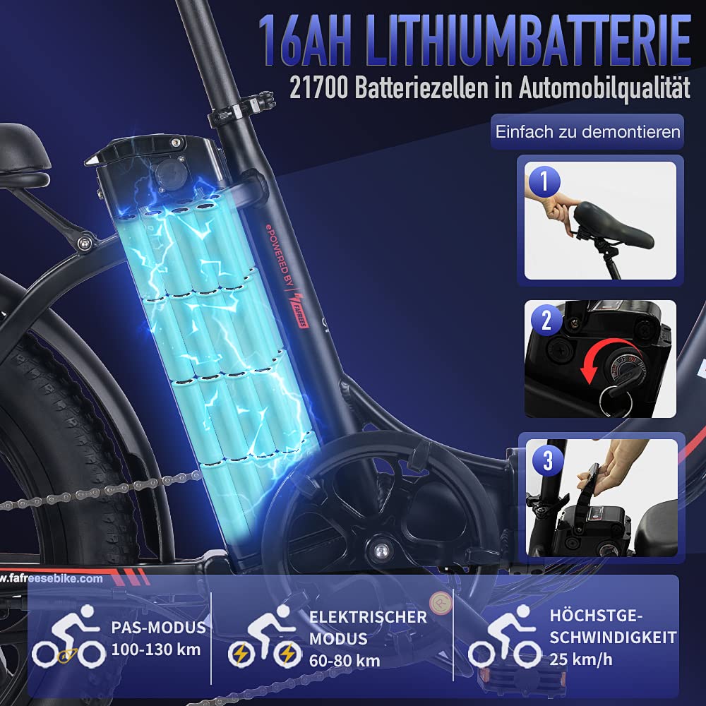 Fafrees F20 Ebike Klapprad 20 Zoll, Elektrofahrräder E Bike Herren Damen 250W 25km/h, City E-Bike 2026 Upgrade 36V 18Ah/20Ah Akku Reichweite 140km, E-Fahrrad 3.0 Fat Tire
