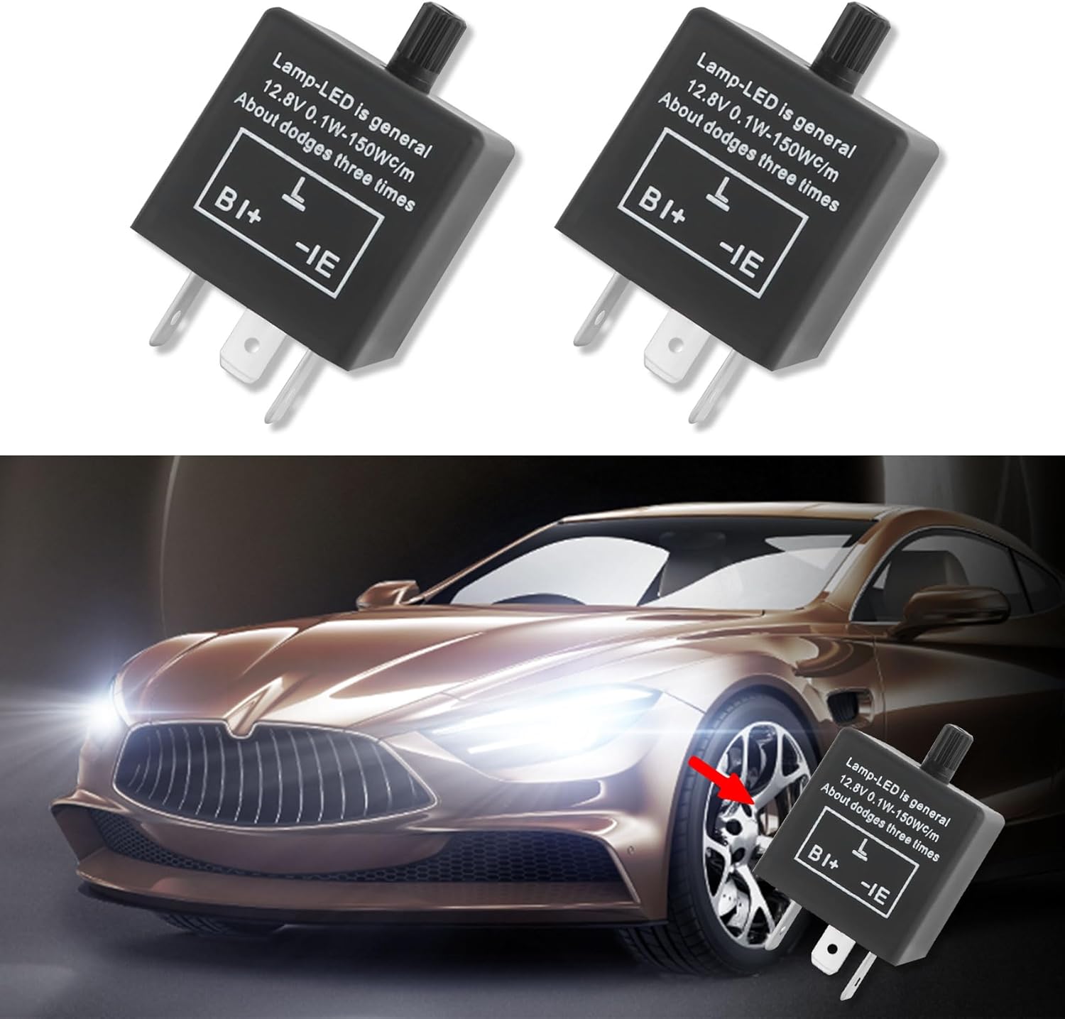 2PCS CF-13 LED Flasher Relay, Automotive Electronic Flashers, 3-Pin Adjustable LED Blinker Relay, 12V Flasher Relay Universal Car Accessories for LED Turn Signal Fixing Hyper Blink Flash(2PCS)