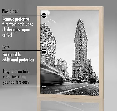 Vista 161 de Americanflat - Marco para póster de 71 x 74 cm con plexiglás pulido, portarretratos negro de madera industrializada, Epic Collection, marco ancho
