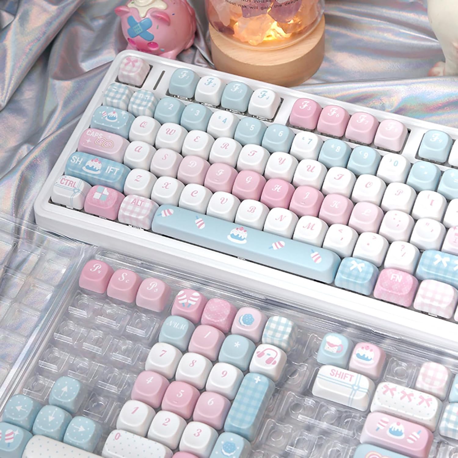 PBT Mechanical Keyboard Keycaps 131Keys Lovely Cake Theme MOA Height Heat Sublimated Set Side Engraved